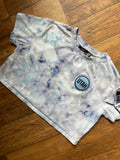 Utah Hockey Club Blue and Gray Ice Dye Short Sleeve Cropped T-Shirt | Women's Small