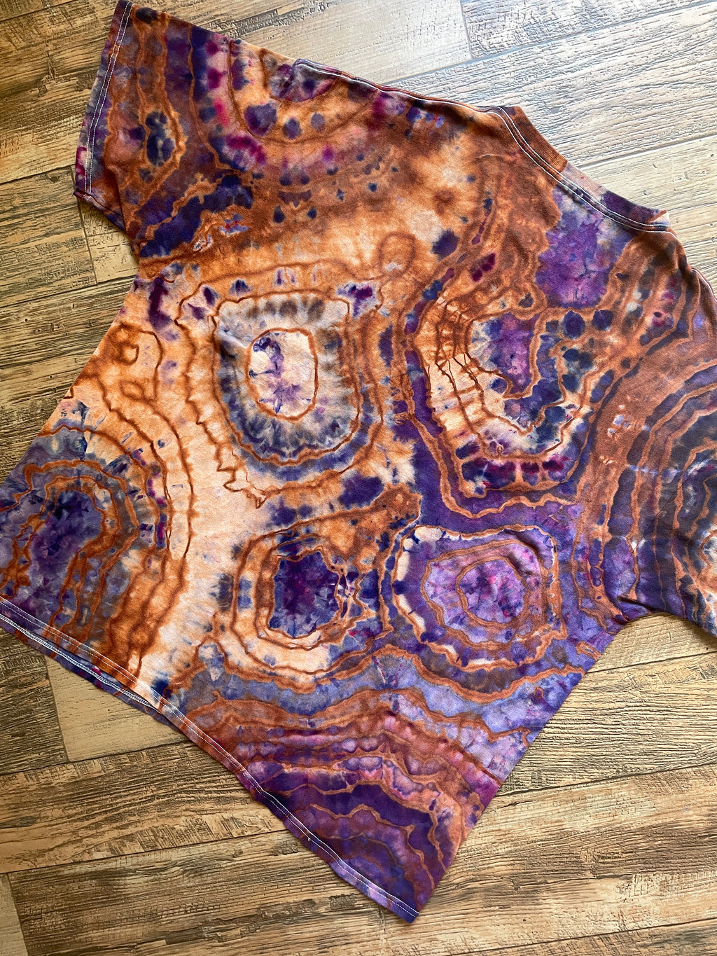 Mountain Eagle Terracotta and Violet Geode Short Sleeve Tie Dye T-Shirt | Men's 2XL