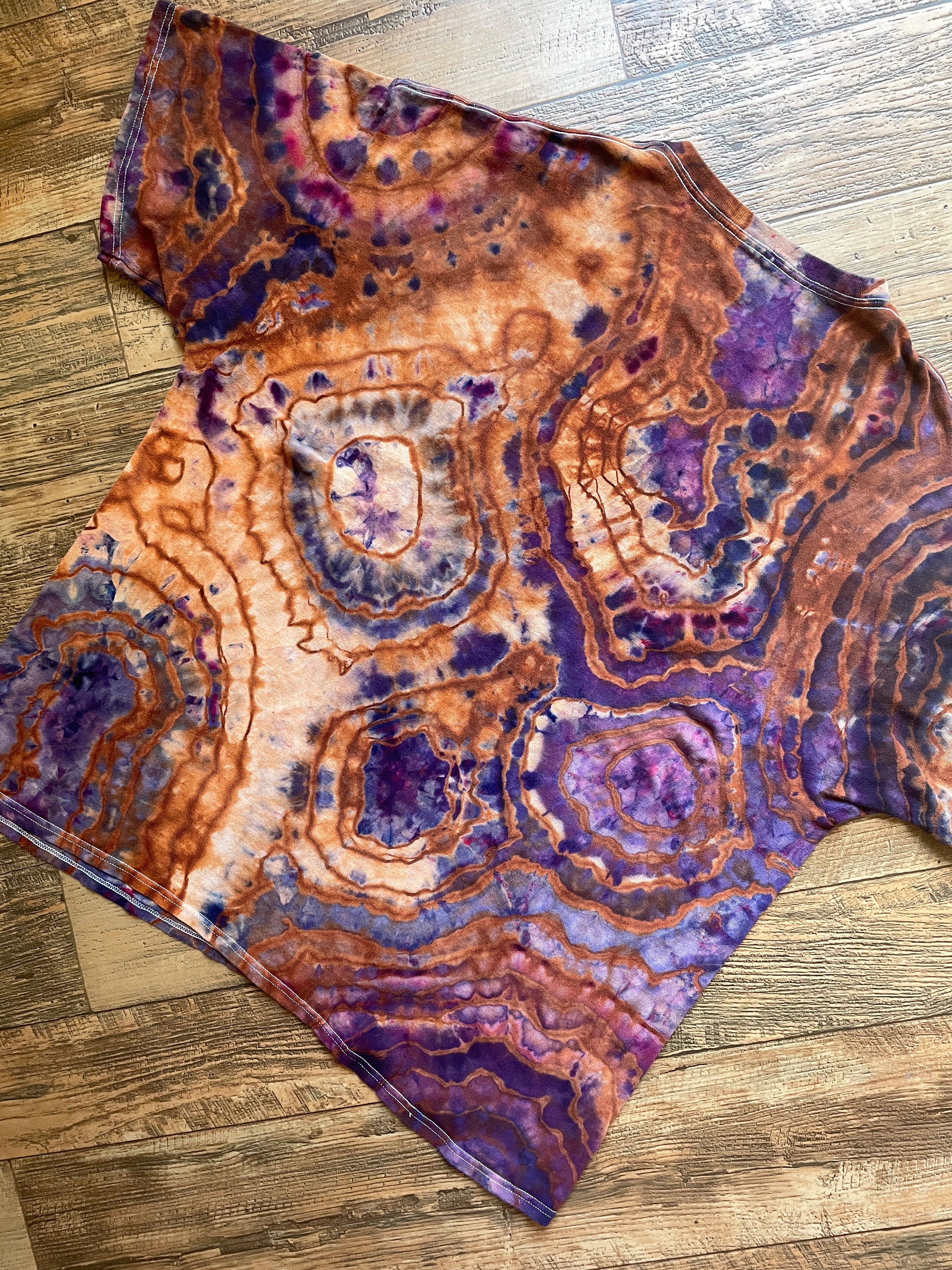 Mountain Eagle Terracotta and Violet Geode Short Sleeve Tie Dye T-Shirt | Men's 2XL