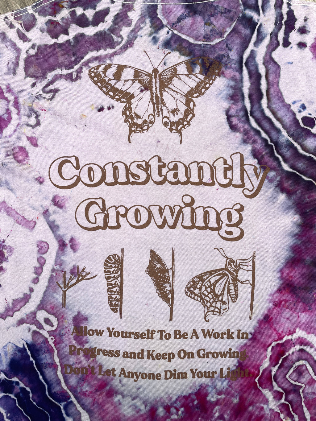 Purple Butterfly Geode Short Sleeve Tie Dye Crop Top | Unisex Medium