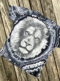 Black and Gray Lion Geode Short Sleeve Tie Dye T-Shirt | Men's 2XL