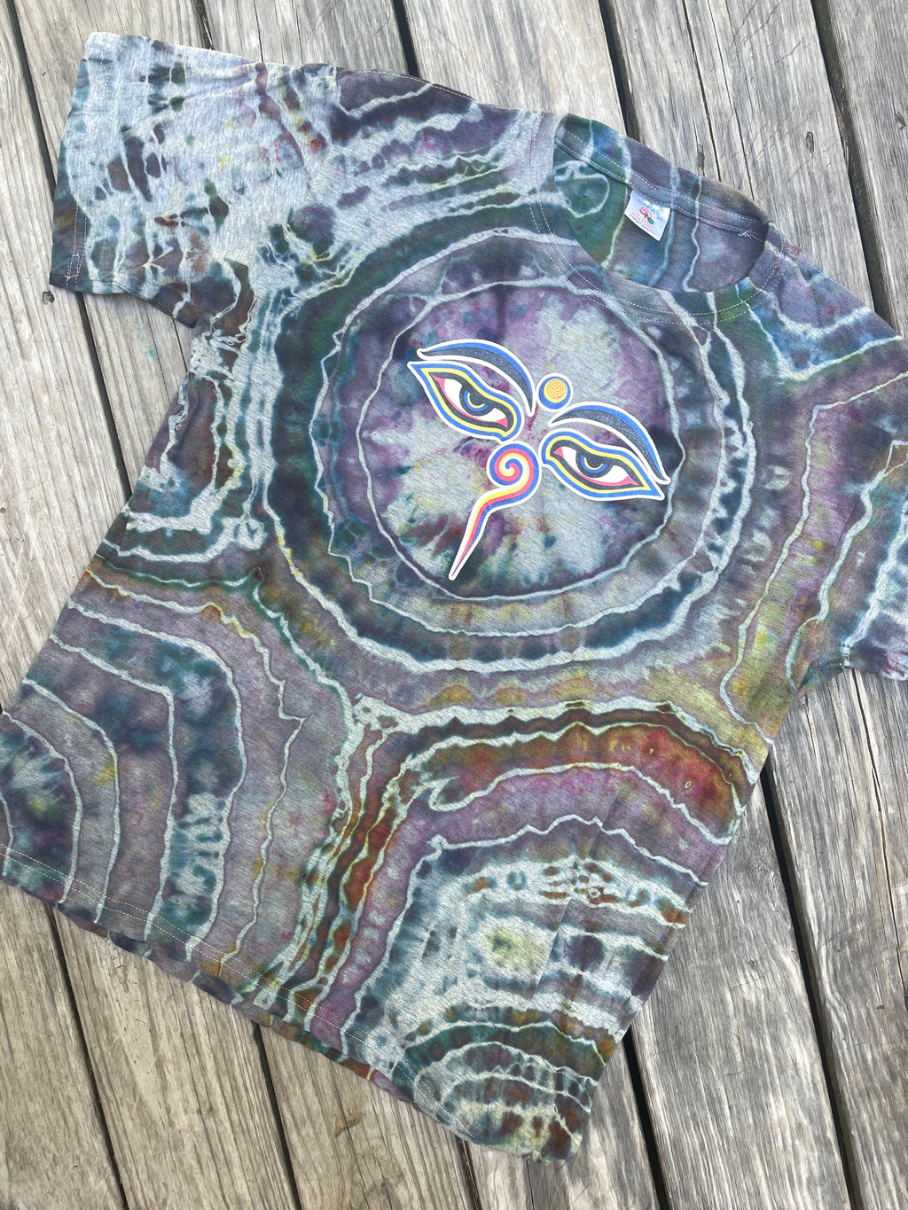 Kaleidoscope Eyes Multicolor Geode Short Sleeve Tie Dye T-Shirt | Men's L/XL