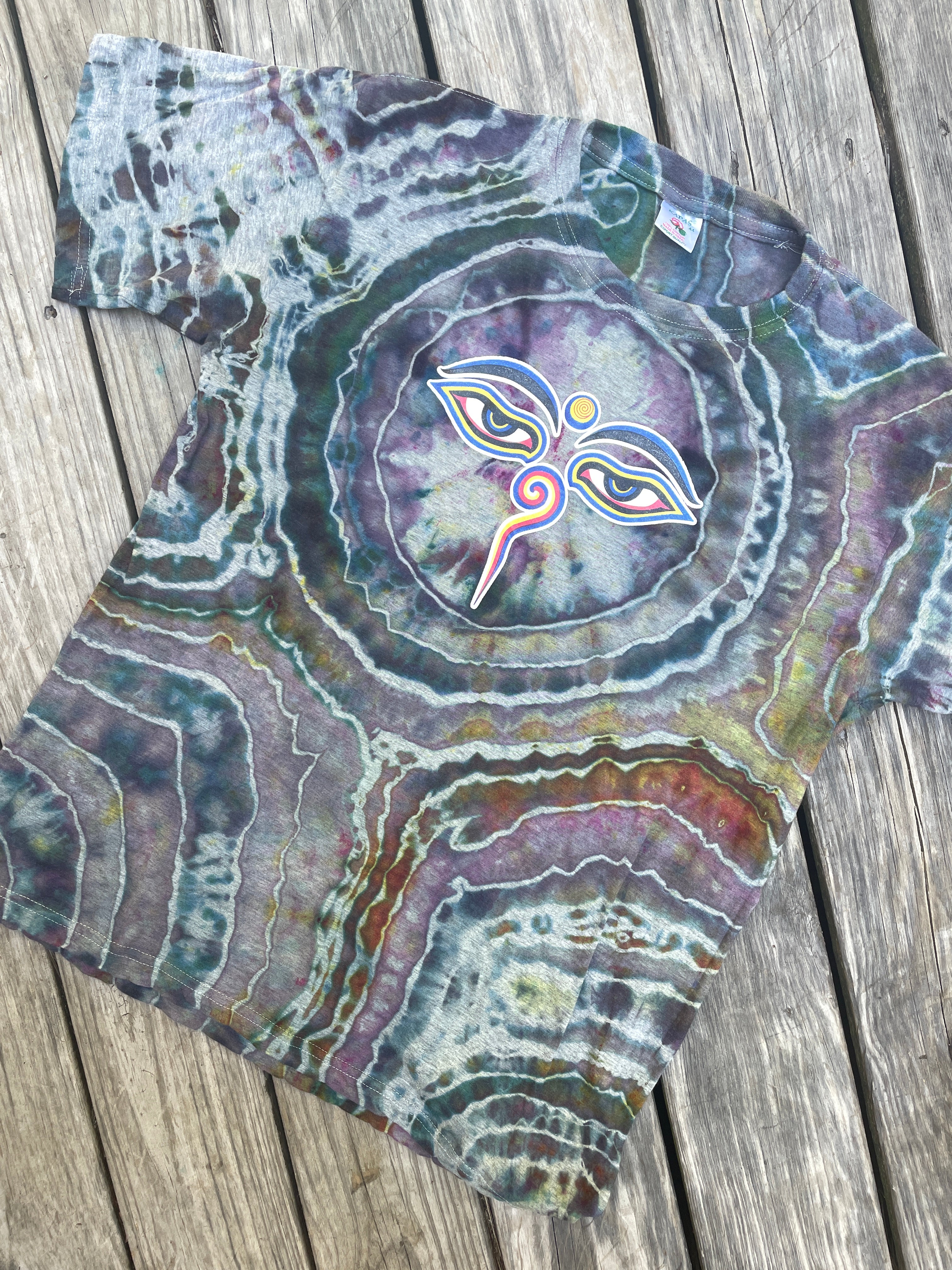 Kaleidoscope Eyes Multicolor Geode Short Sleeve Tie Dye T-Shirt | Men's L/XL