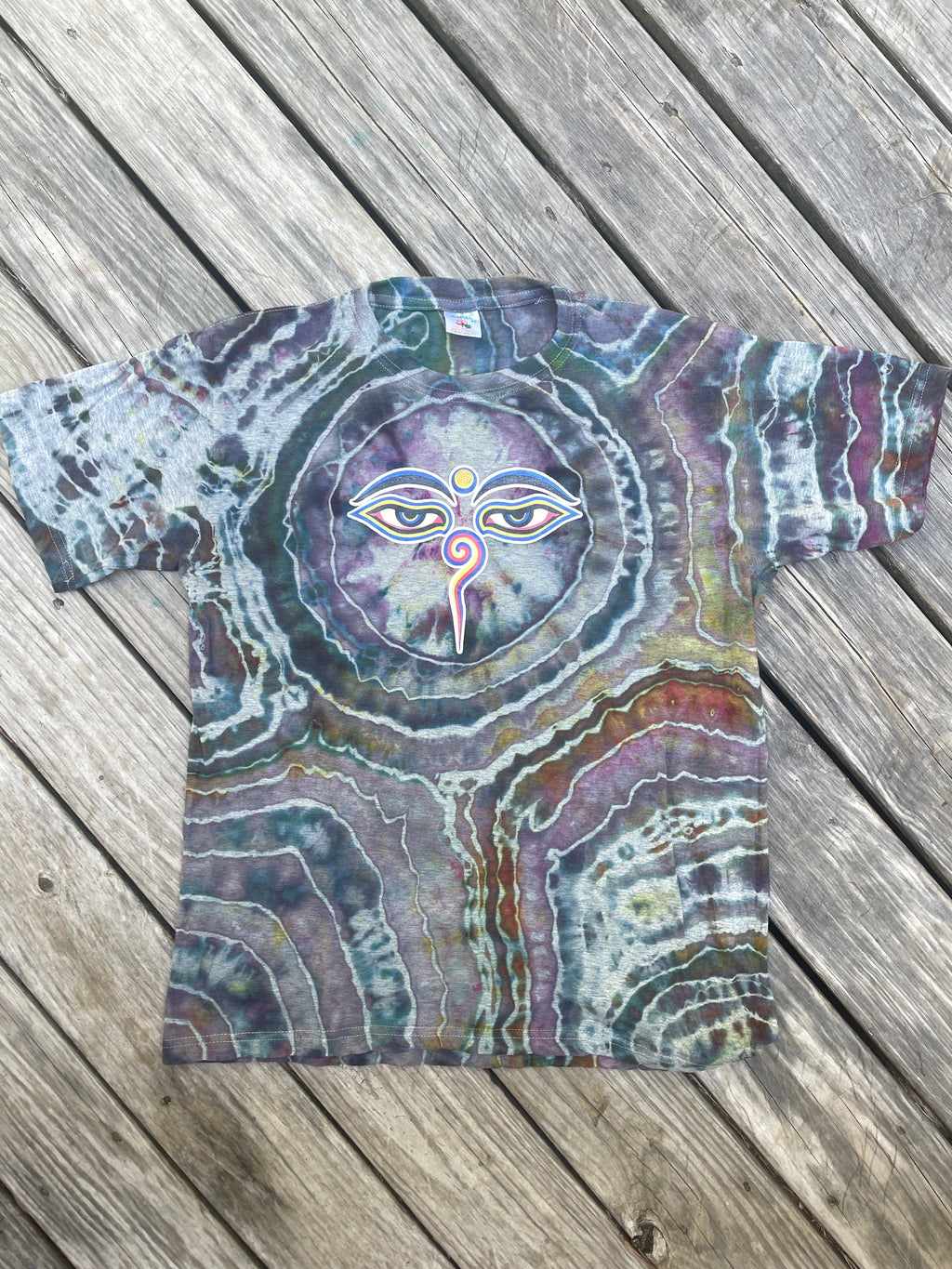 Kaleidoscope Eyes Multicolor Geode Short Sleeve Tie Dye T-Shirt | Men's L/XL