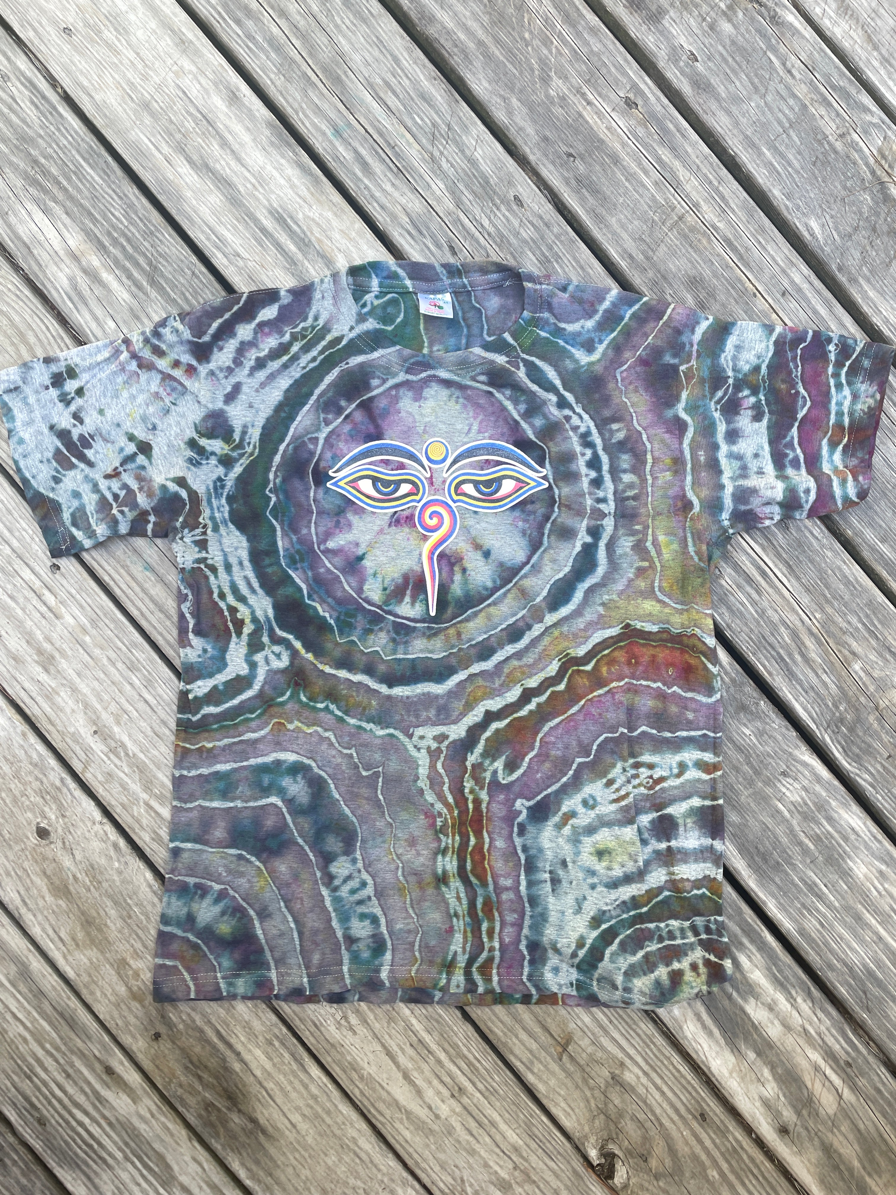 Kaleidoscope Eyes Multicolor Geode Short Sleeve Tie Dye T-Shirt | Men's L/XL