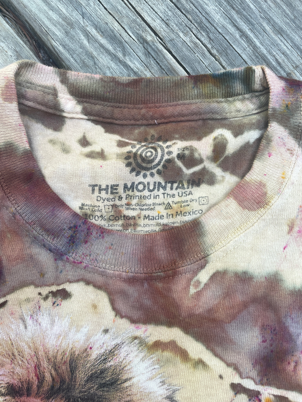 Brown and Tan Animal Kingdom Geode Short Sleeve Tie Dye T-Shirt | Men's Medium