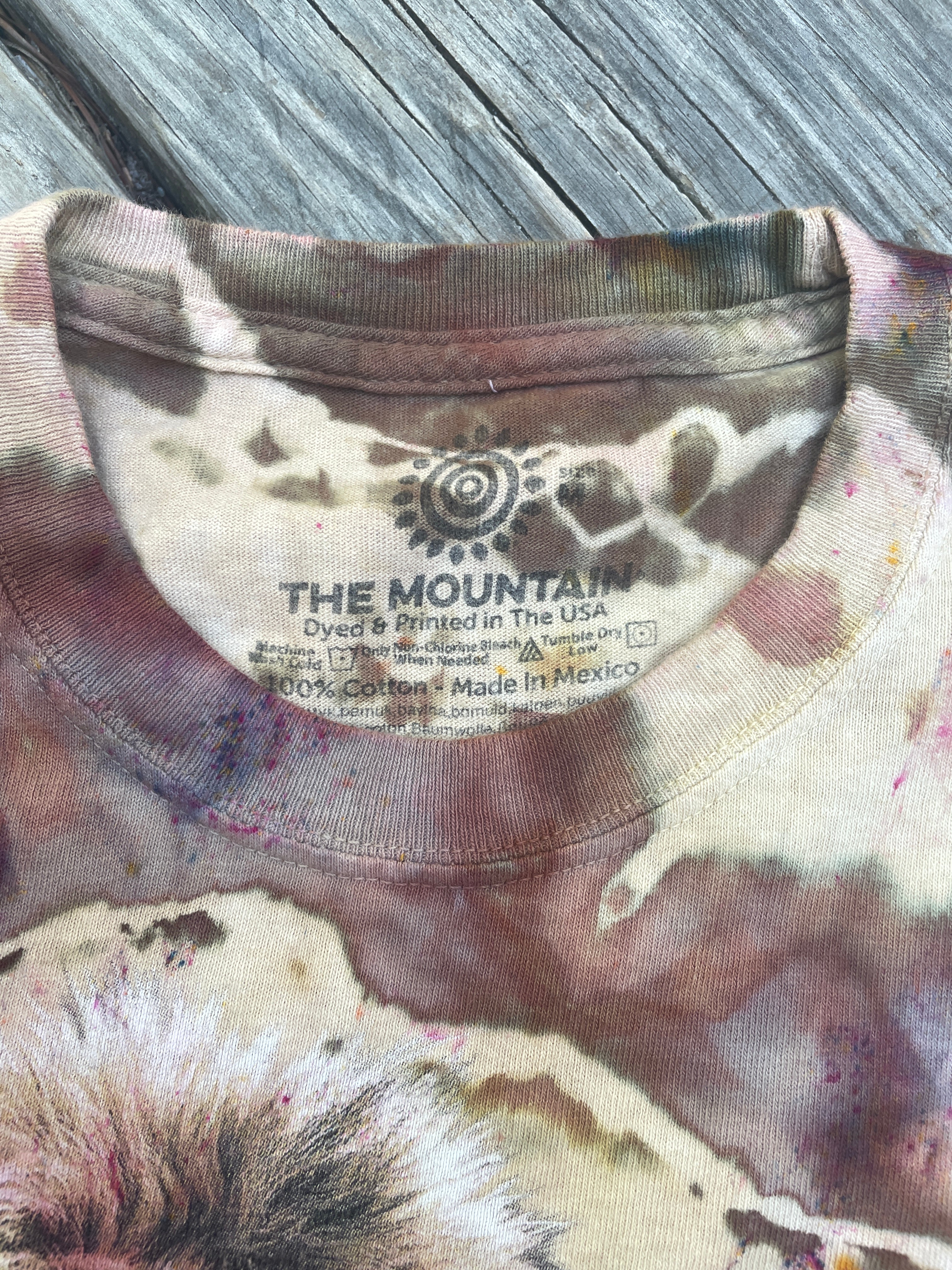 Brown and Tan Animal Kingdom Geode Short Sleeve Tie Dye T-Shirt | Men's Medium