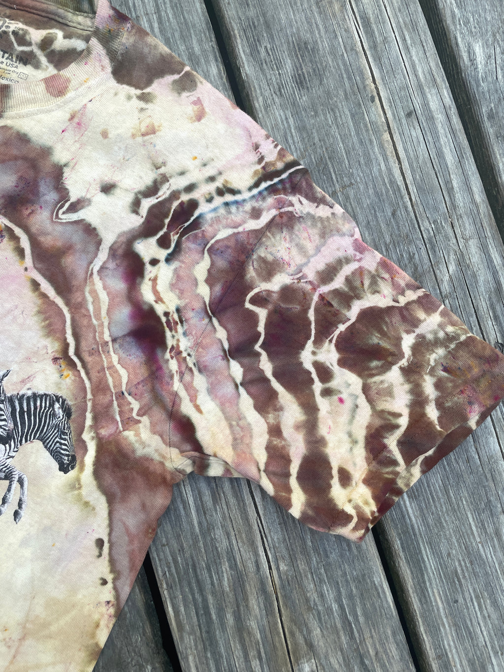 Brown and Tan Animal Kingdom Geode Short Sleeve Tie Dye T-Shirt | Men's Medium