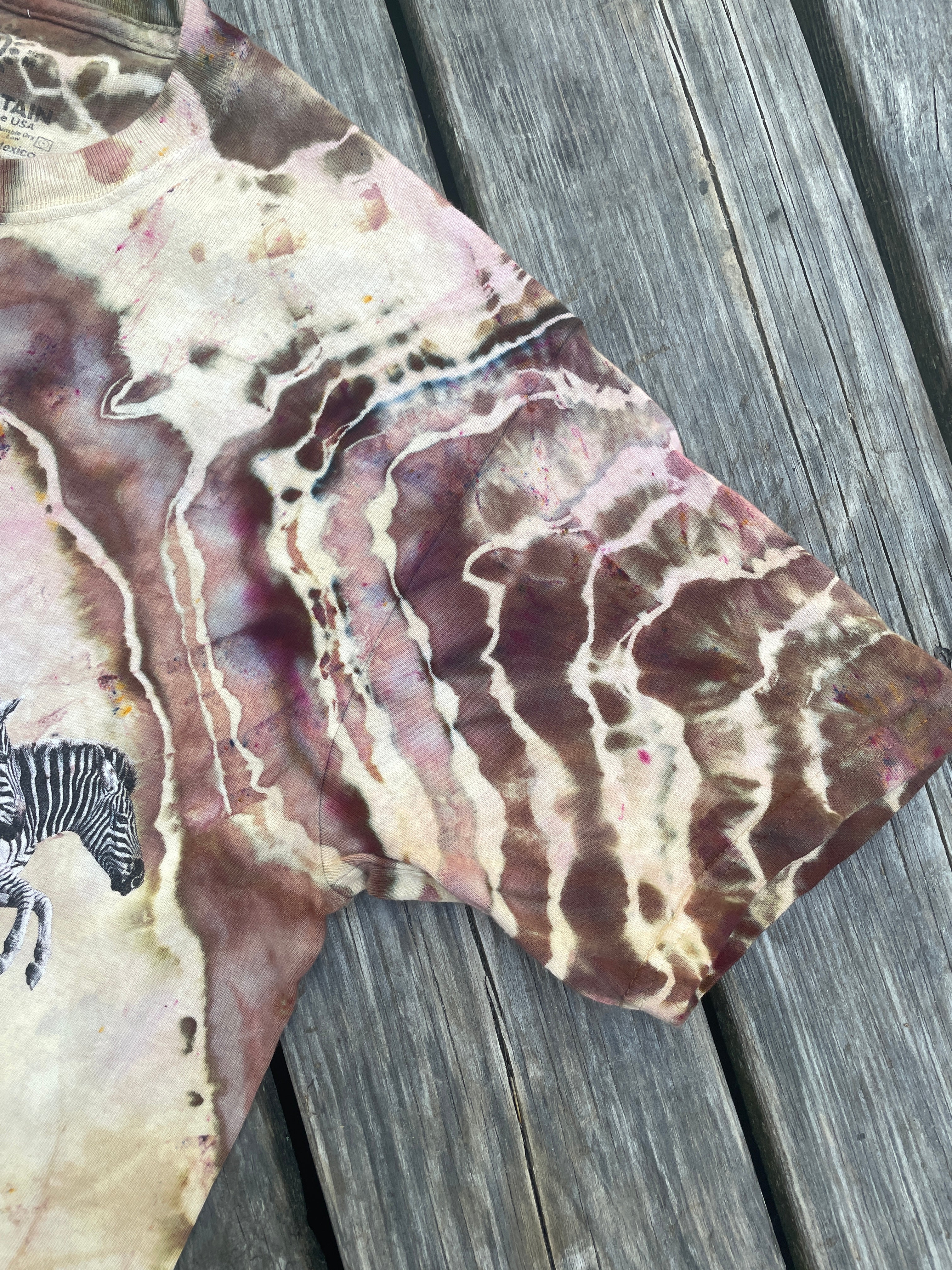 Brown and Tan Animal Kingdom Geode Short Sleeve Tie Dye T-Shirt | Men's Medium