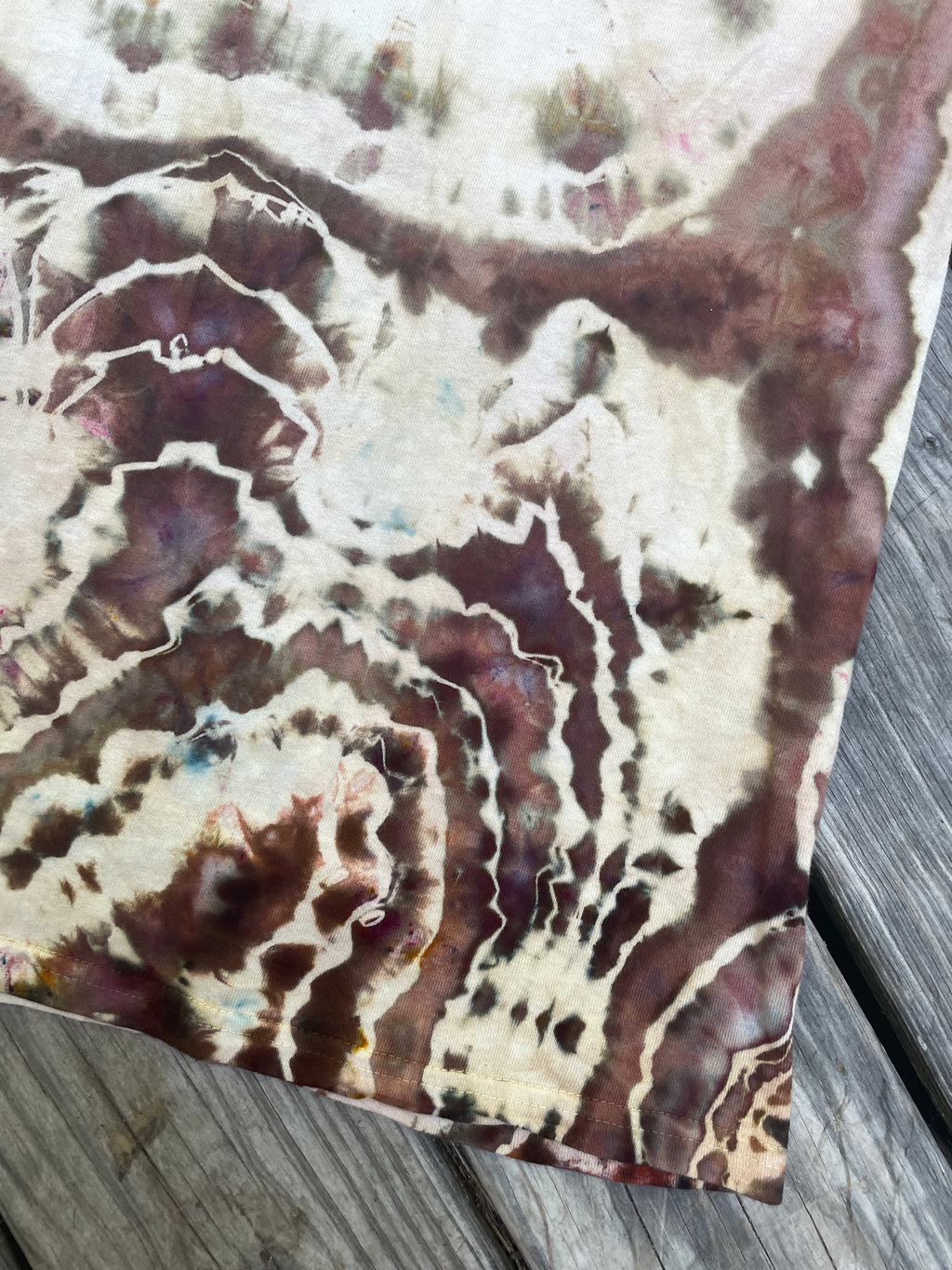 Brown and Tan Animal Kingdom Geode Short Sleeve Tie Dye T-Shirt | Men's Medium
