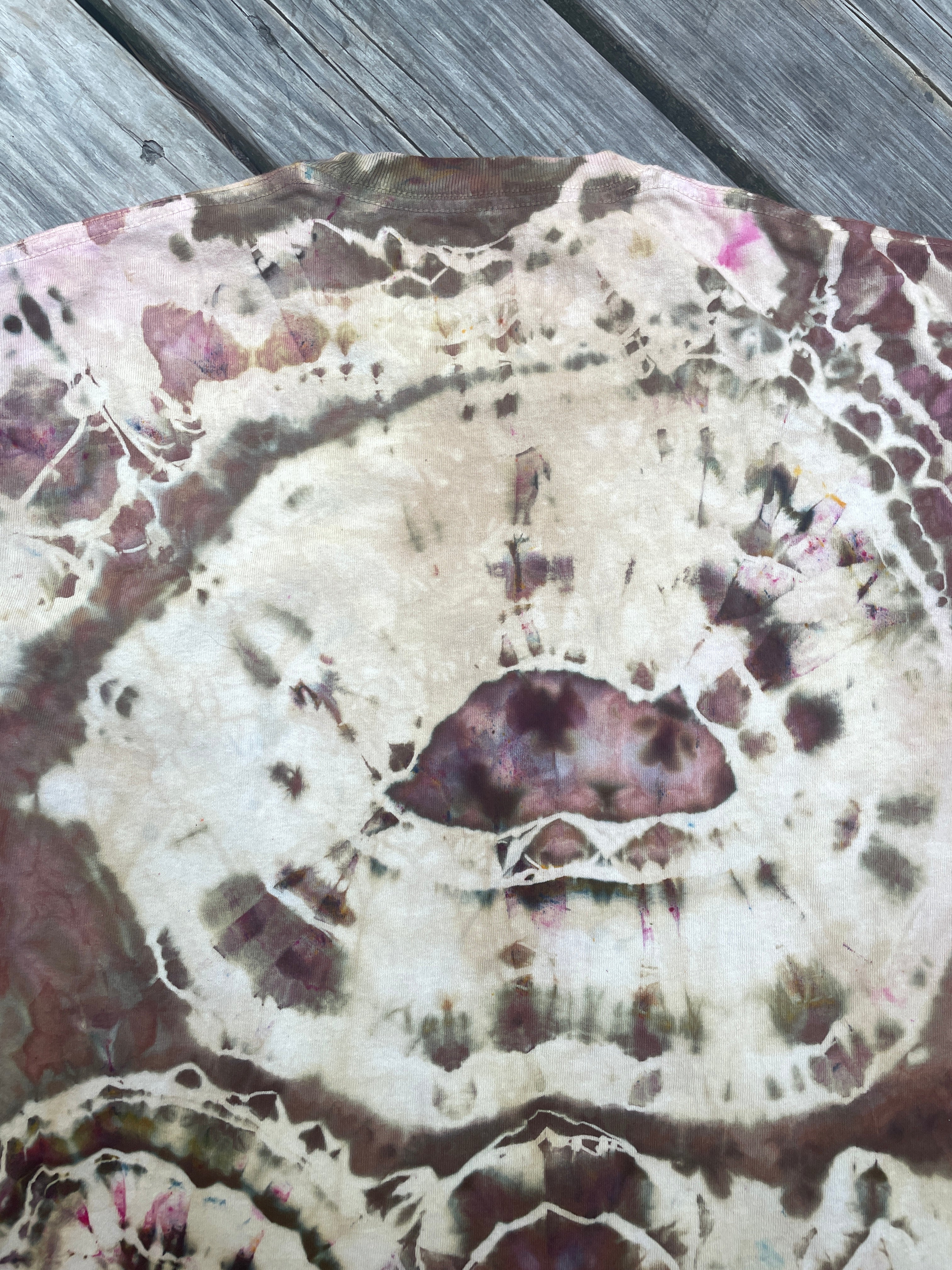 Brown and Tan Animal Kingdom Geode Short Sleeve Tie Dye T-Shirt | Men's Medium