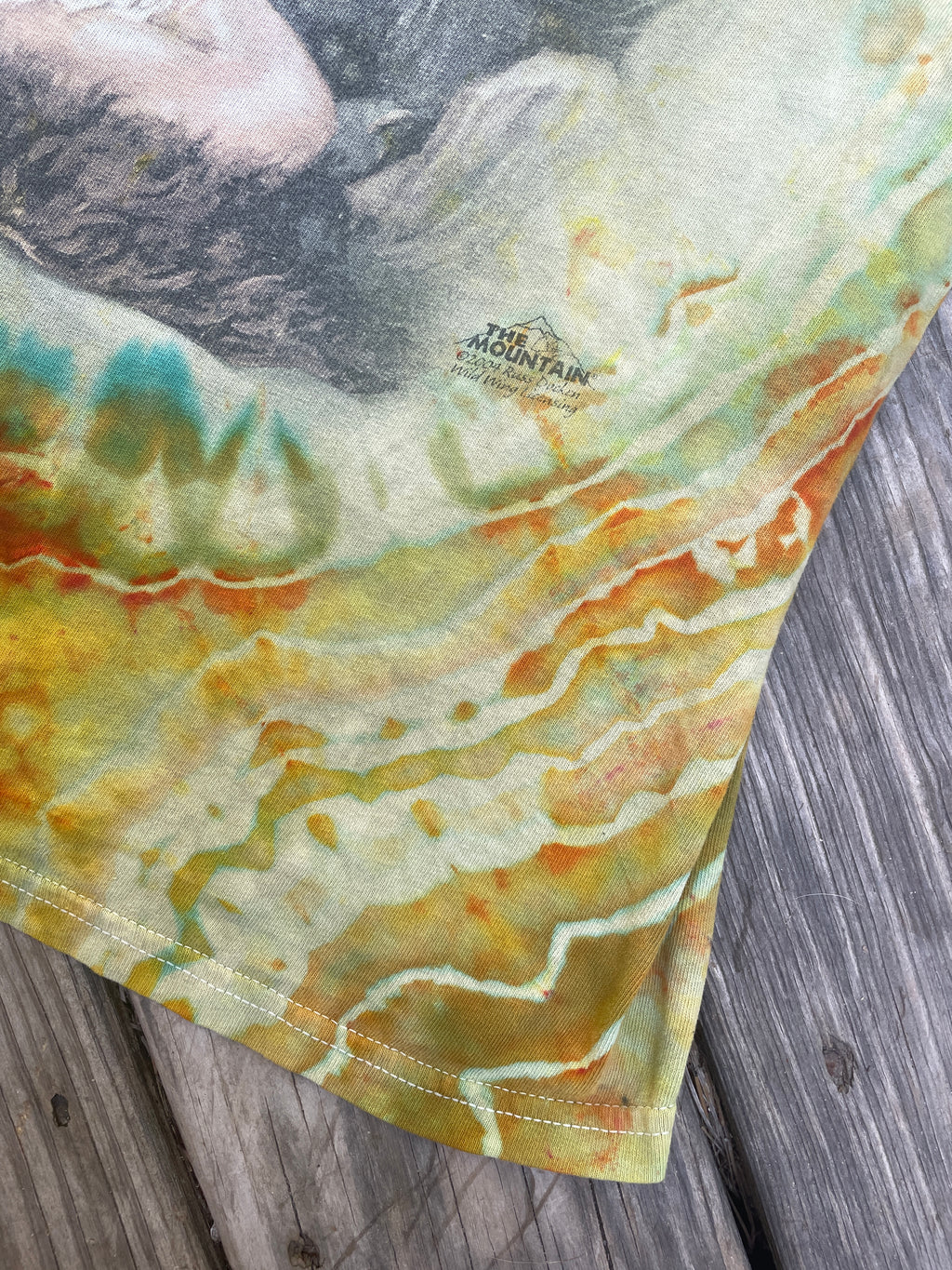 Mother Nature Green and Orange Geode Short Sleeve Tie Dye T-Shirt | Men's XL