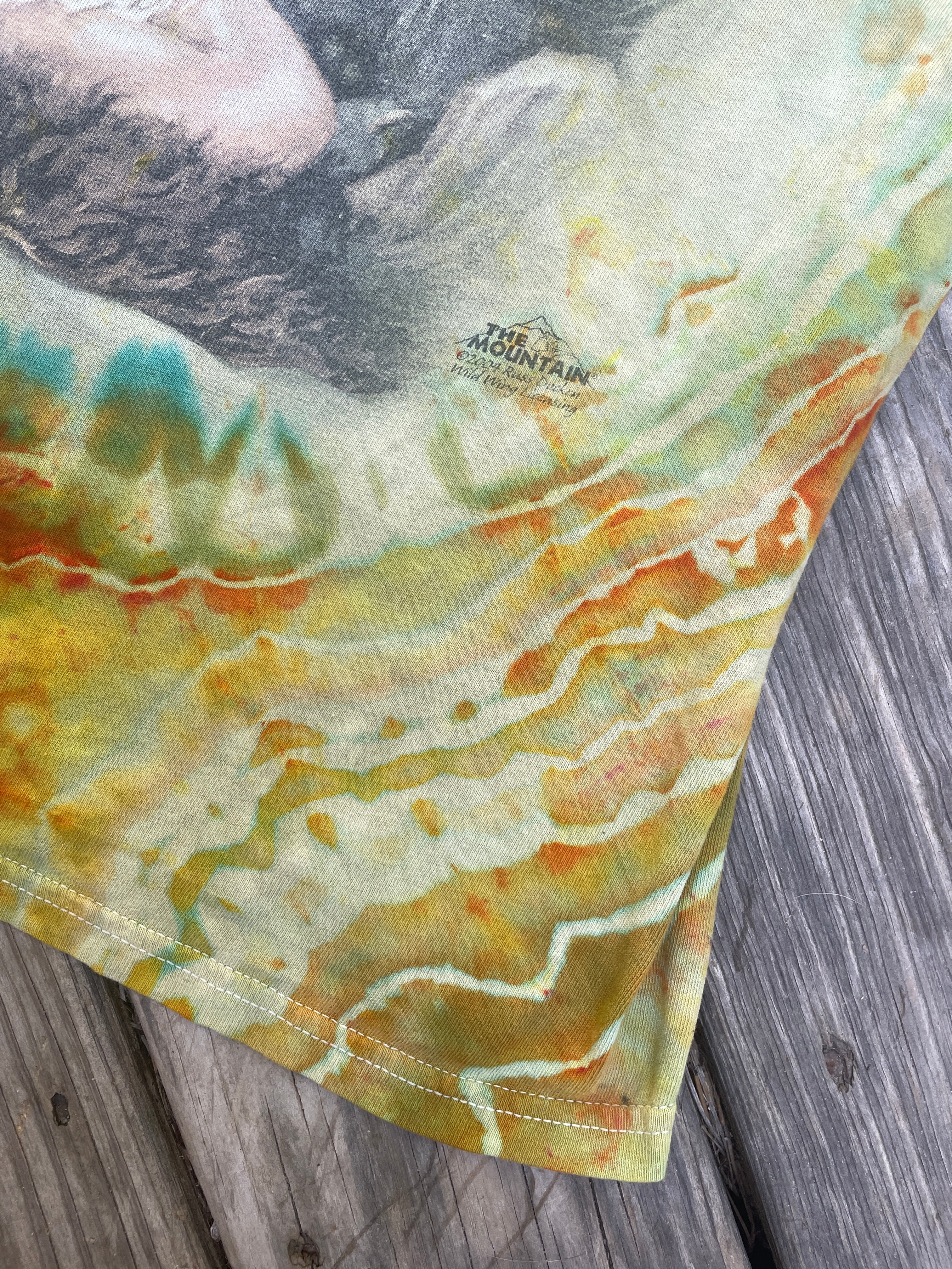 Mother Nature Green and Orange Geode Short Sleeve Tie Dye T-Shirt | Men's XL