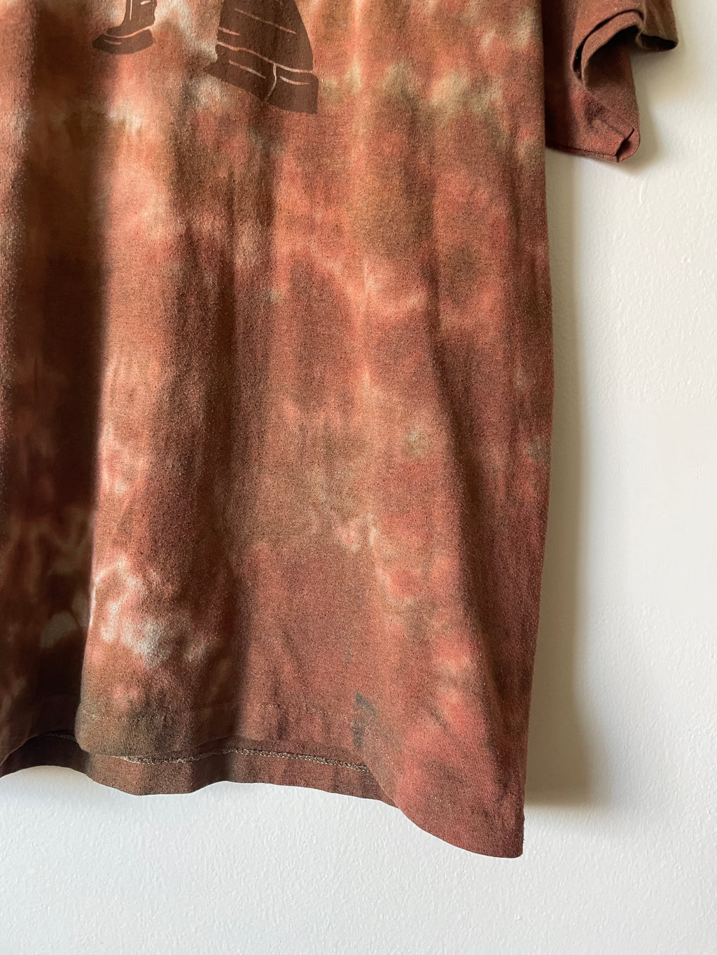 Medium Men's Delicate Arch Handmade Tie Dye T-Shirt | One-Of-a-Kind Upcycled Brown and Orange Earth Tones Short Sleeve Shirt