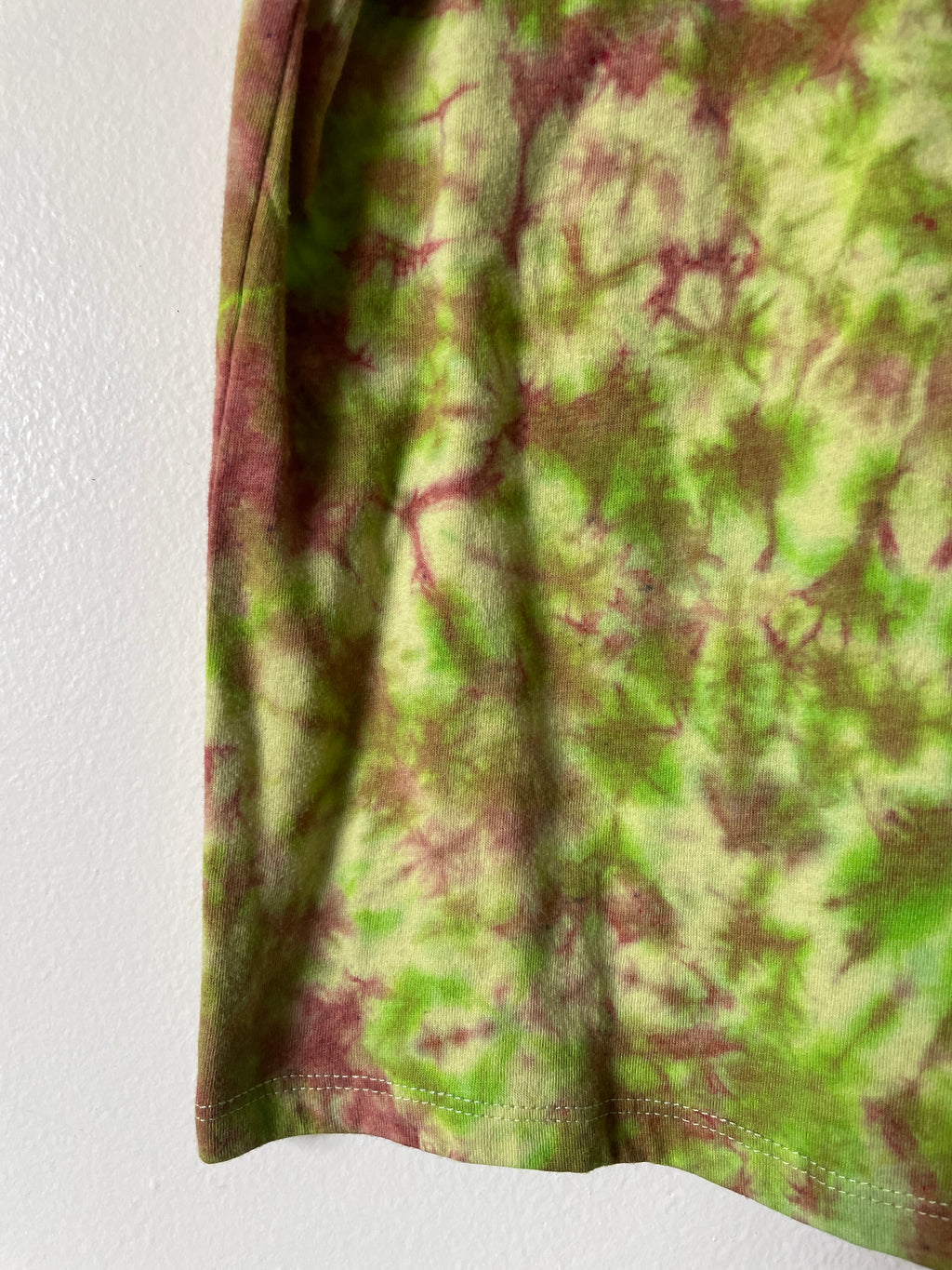 Small Women's Hang in There Handmade Tie Dye Short Sleeve T-Shirt | One-Of-a-Kind Upcycled Yellow and GreenTie Dye Top