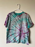 Medium Men's Base Camp Van Life Handmade Tie Dye Short Sleeve T-Shirt | One-Of-a-Kind Upcycled Pink and Teal The North Face Tie Dye Top