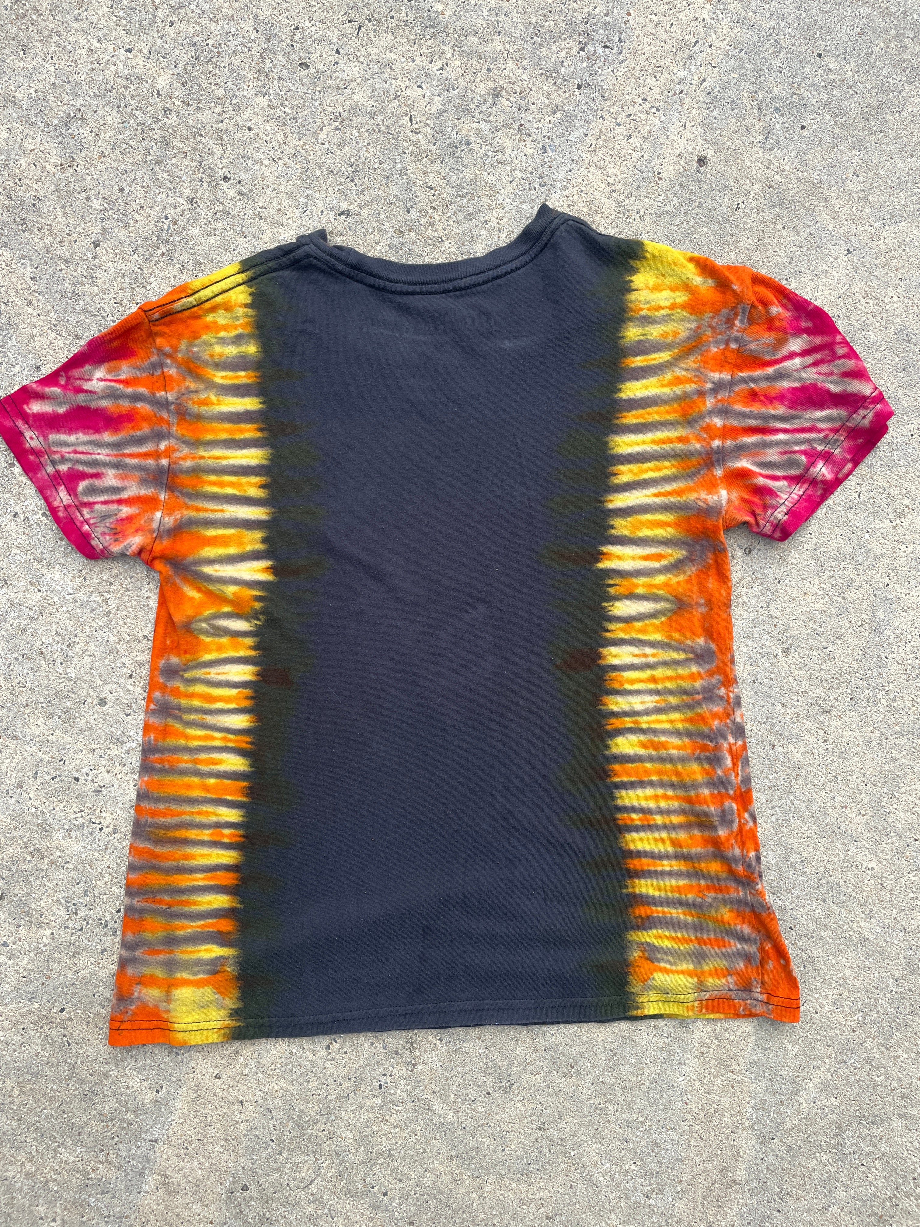 The Rolling Stones Hot Lips Red, Orange, and Black Short Sleeve Tie Dye T-Shirt | Men's Small