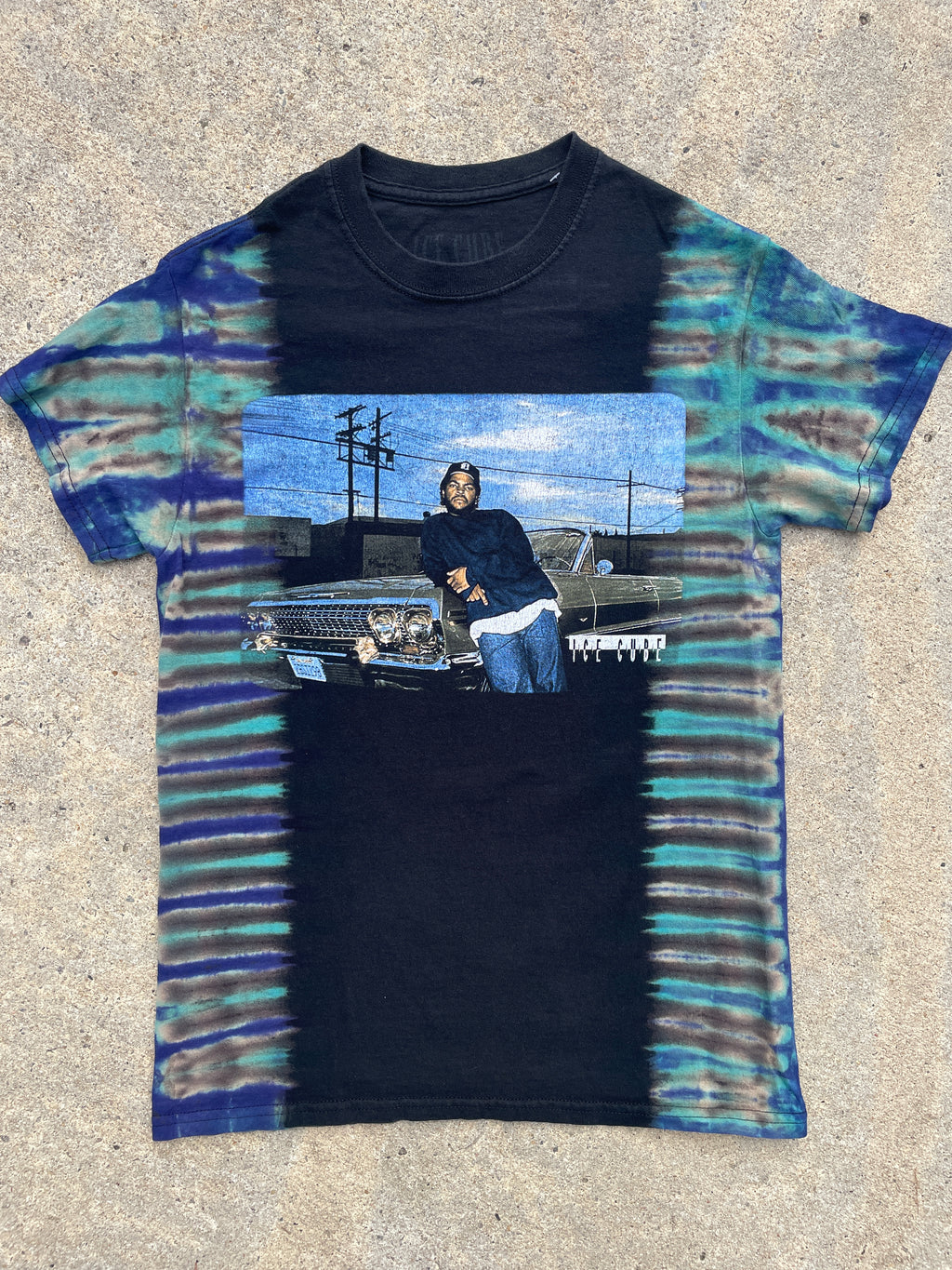 Ice Cube Low Rider Black and Blue Short Sleeve Tie Dye T-Shirt | Men's Small