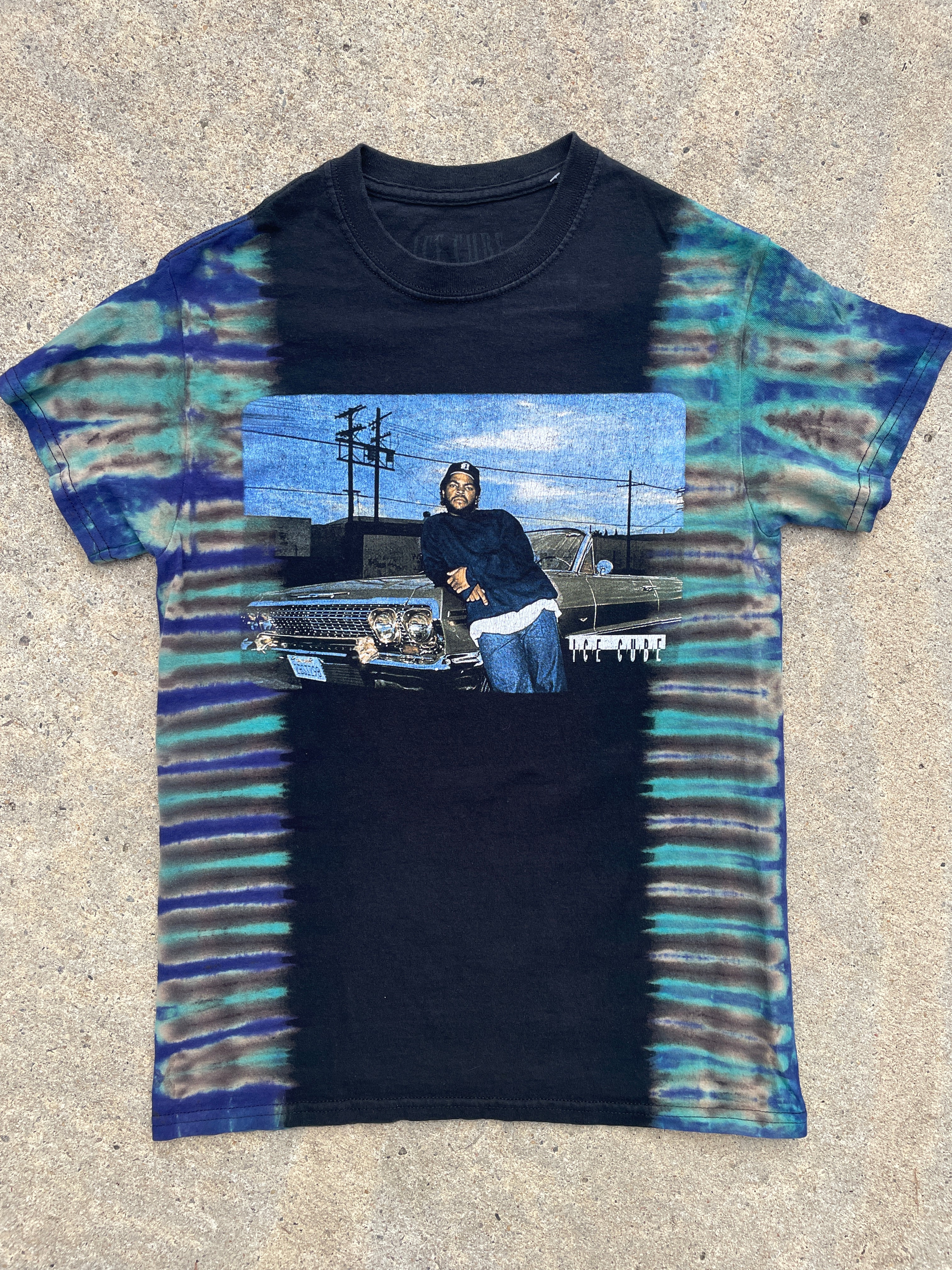 Ice Cube Low Rider Black and Blue Short Sleeve Tie Dye T-Shirt | Men's Small