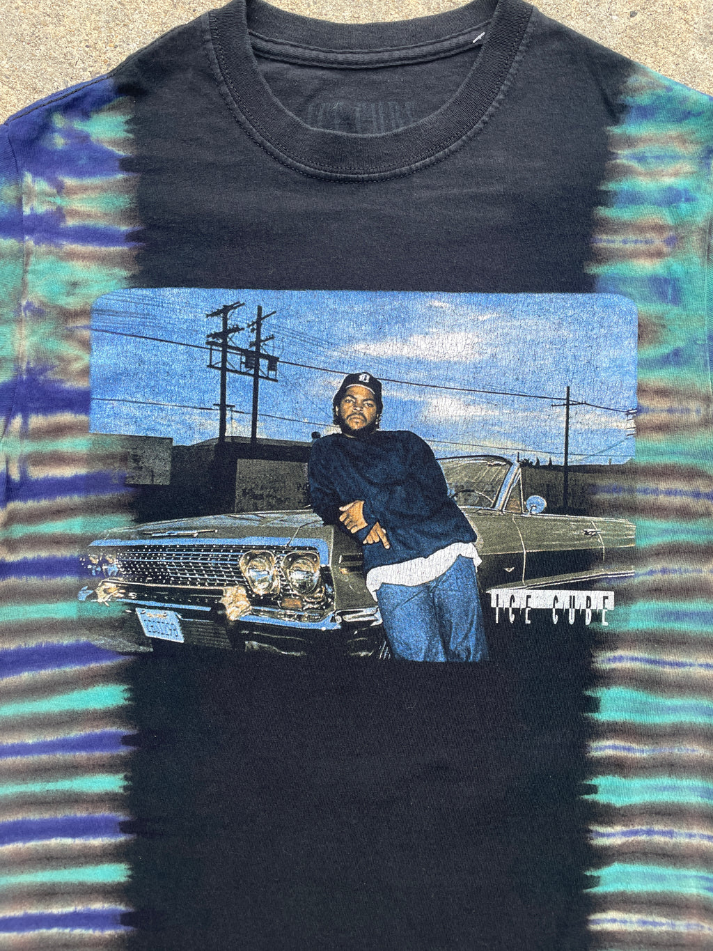 Ice Cube Low Rider Black and Blue Short Sleeve Tie Dye T-Shirt | Men's Small