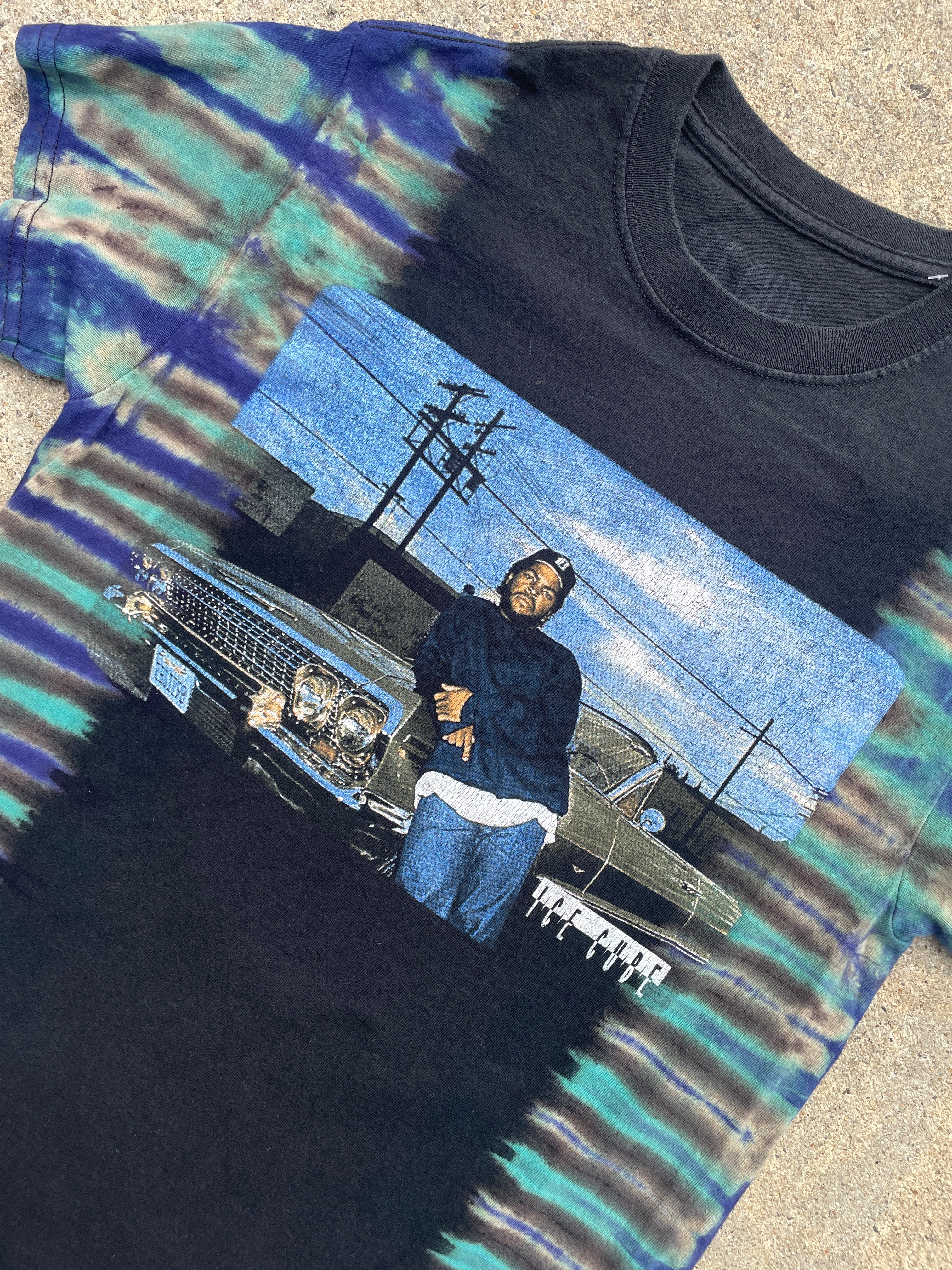 Ice Cube Low Rider Black and Blue Short Sleeve Tie Dye T-Shirt | Men's Small