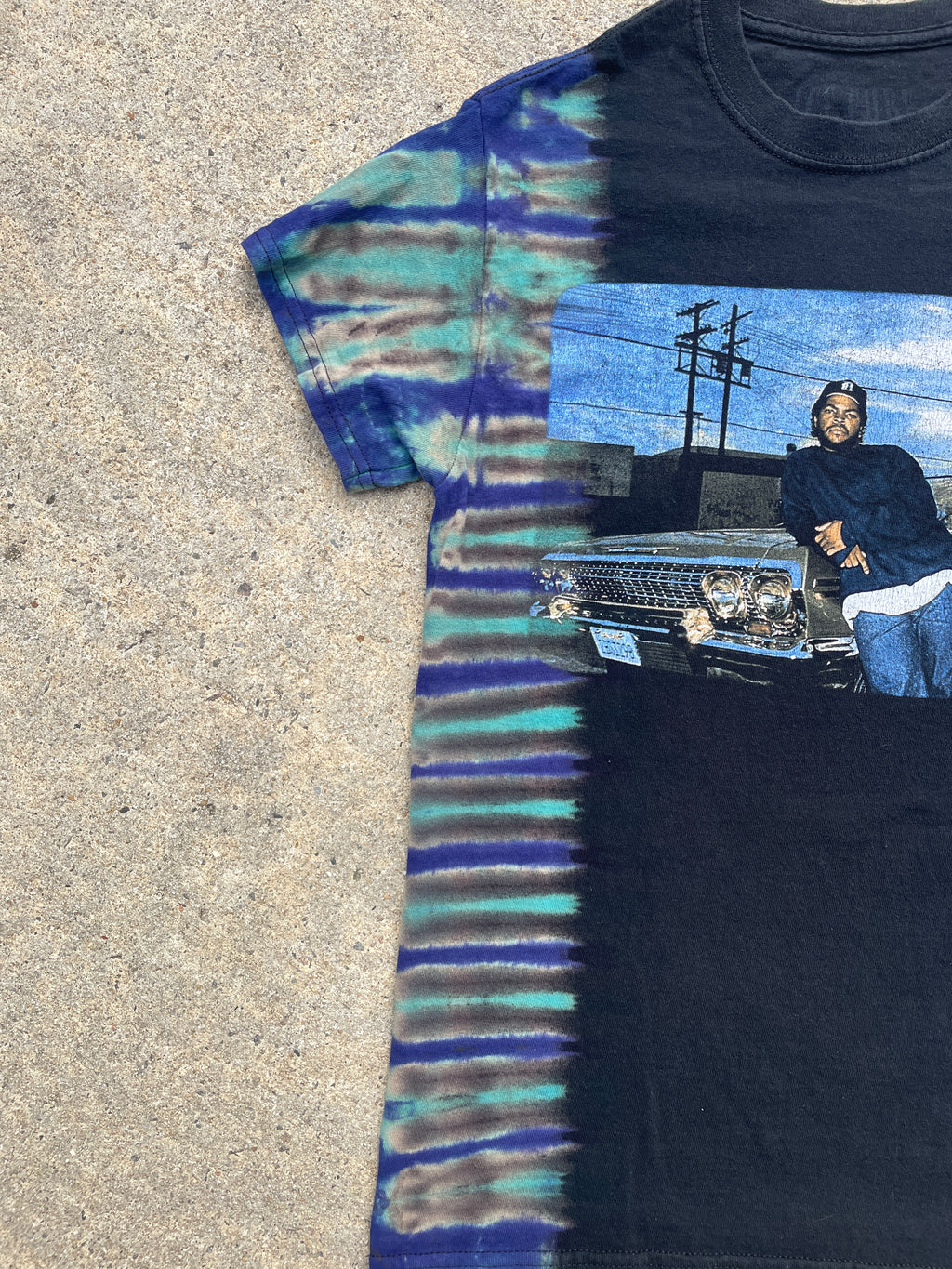Ice Cube Low Rider Black and Blue Short Sleeve Tie Dye T-Shirt | Men's Small