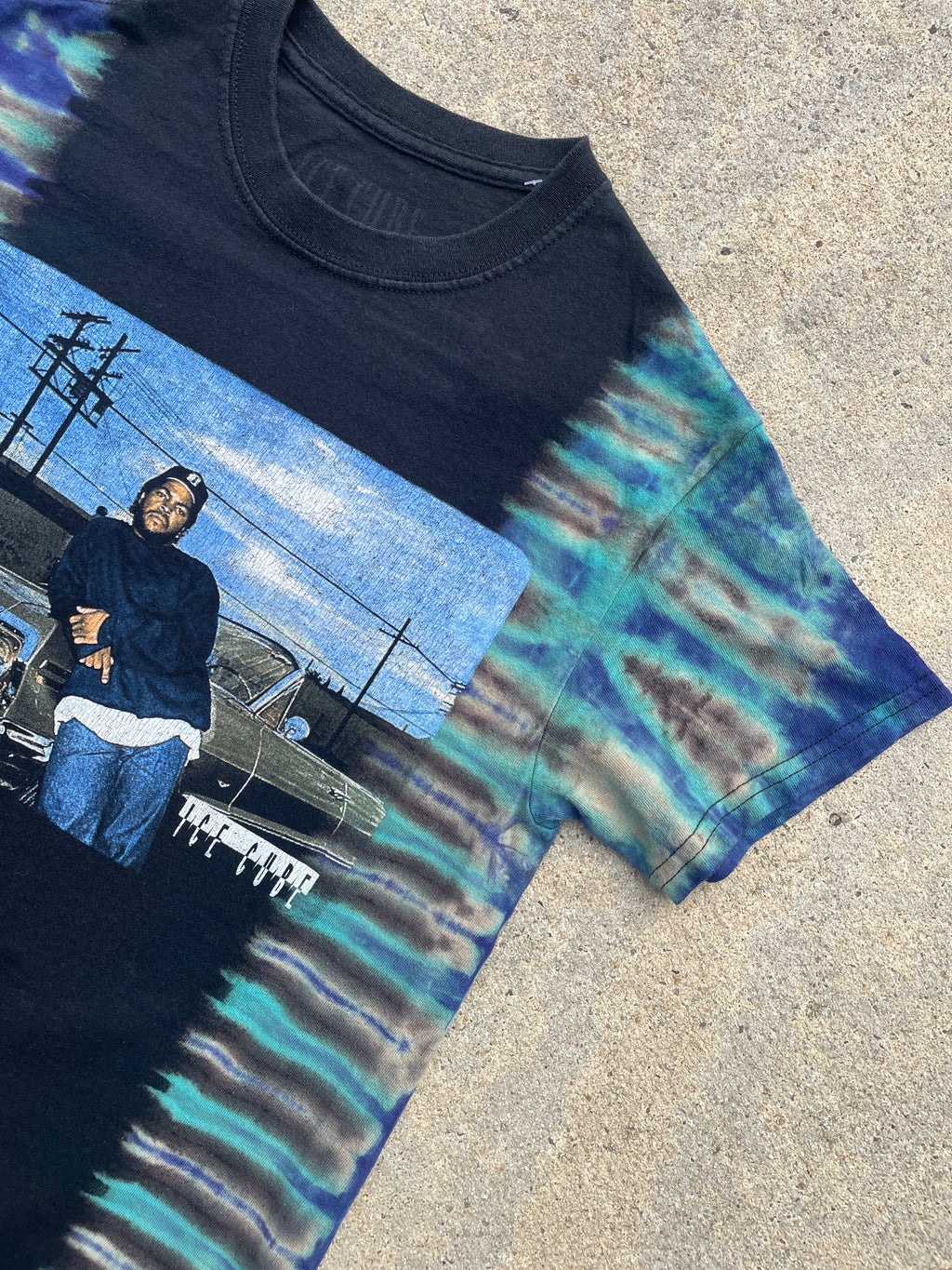 Ice Cube Low Rider Black and Blue Short Sleeve Tie Dye T-Shirt | Men's Small