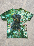 Rottweiler "Fear is for Others" Green and Black Short Sleeve Tie Dye T-Shirt | Men's Small
