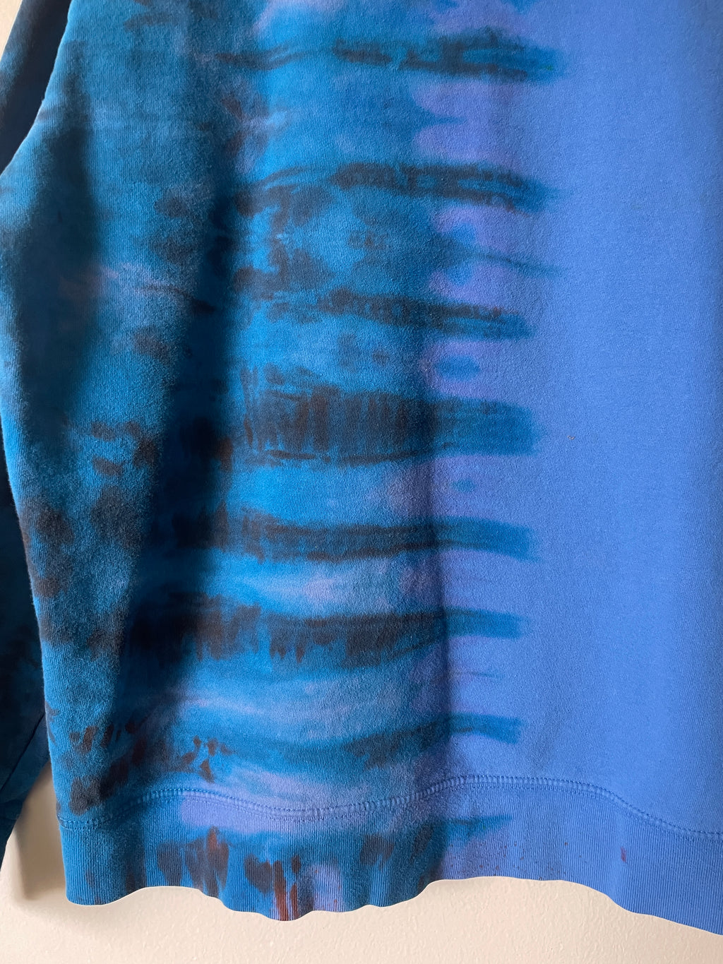 Large Men's The North Face Half Dome Reverse Tie Dye Hoodie | One-Of-a-Kind Upcycled Blue and Black Half-and-Half Sweatshirt