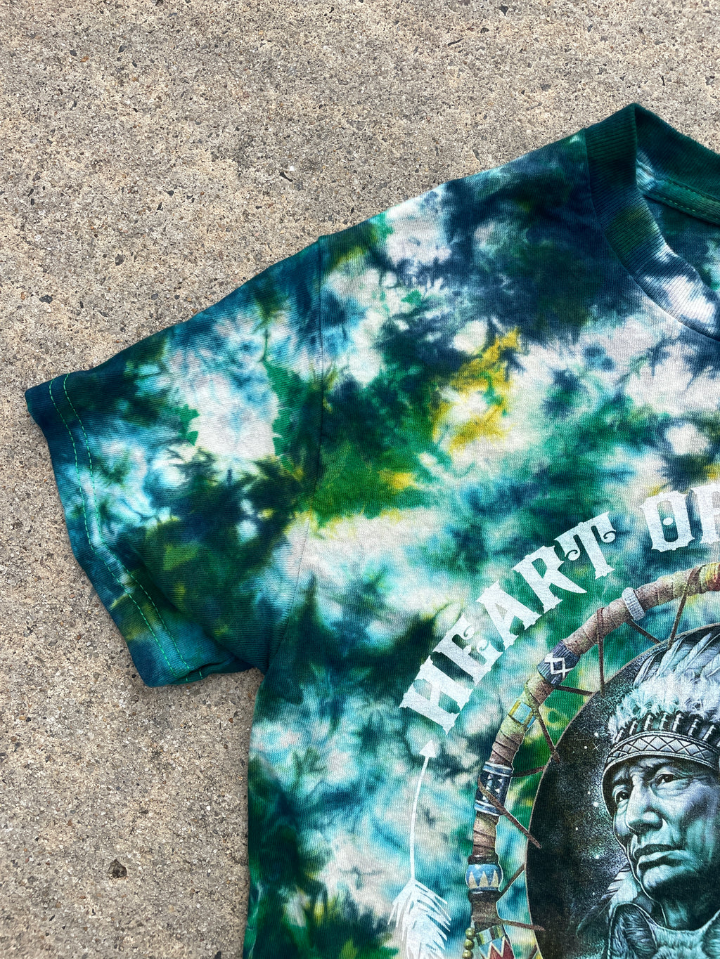 Soul of a Wolf Green and Blue Short Sleeve Tie Dye T-Shirt | Men's Small