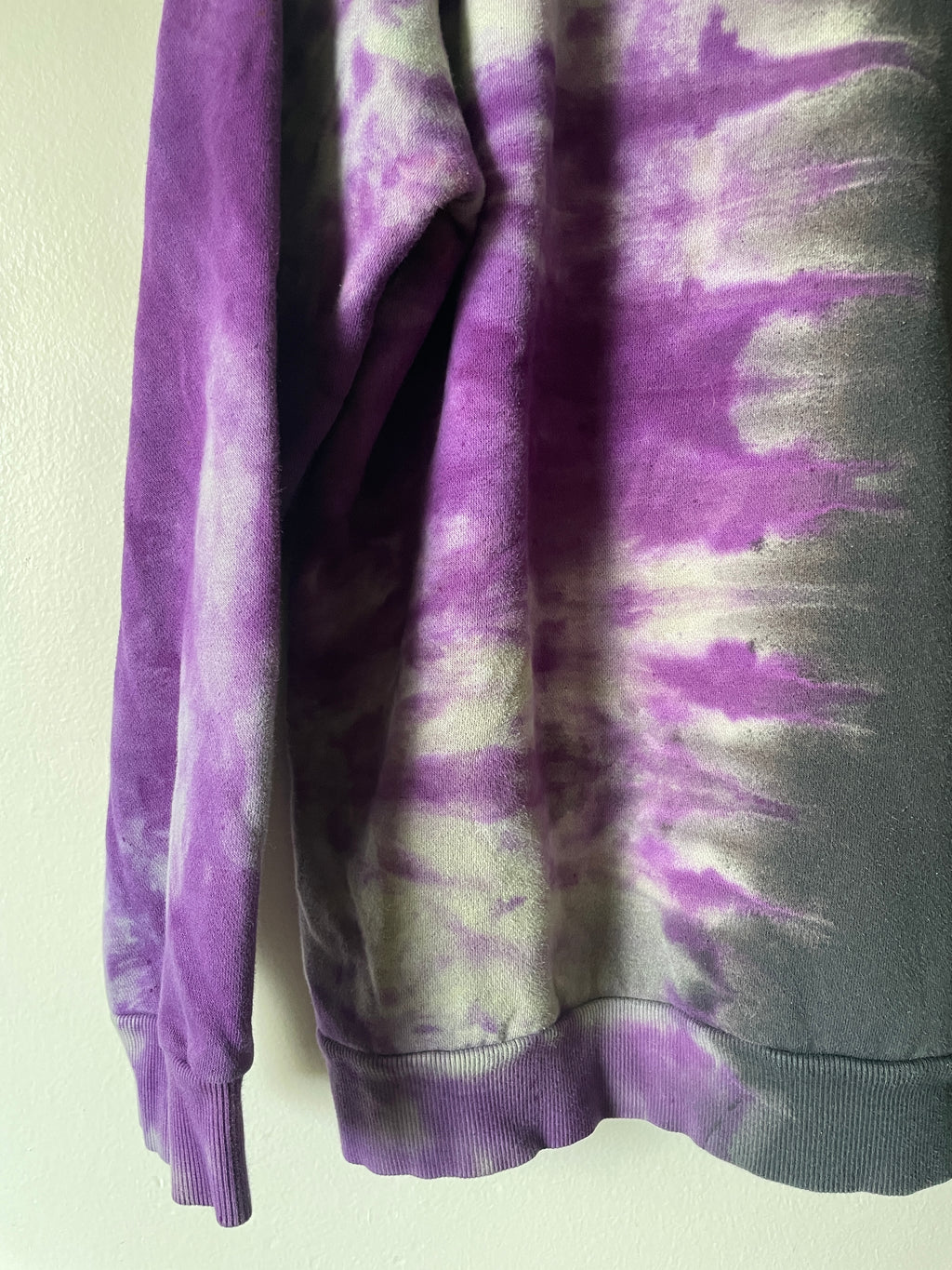 XL Men's Nike SB Reverse Tie Dye Hoodie | One-Of-a-Kind Upcycled Black and Purple Half-and-Half Sweatshirt
