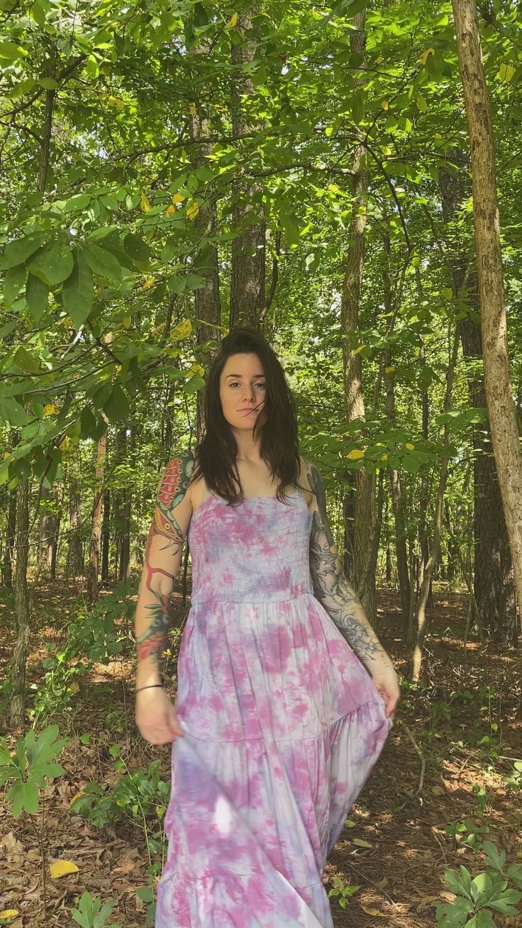 XL Women’s Handmade Galaxy Dye Spaghetti Strap Maxi Dress | One-Of-a-Kind Upcycled Sleeveless Dress