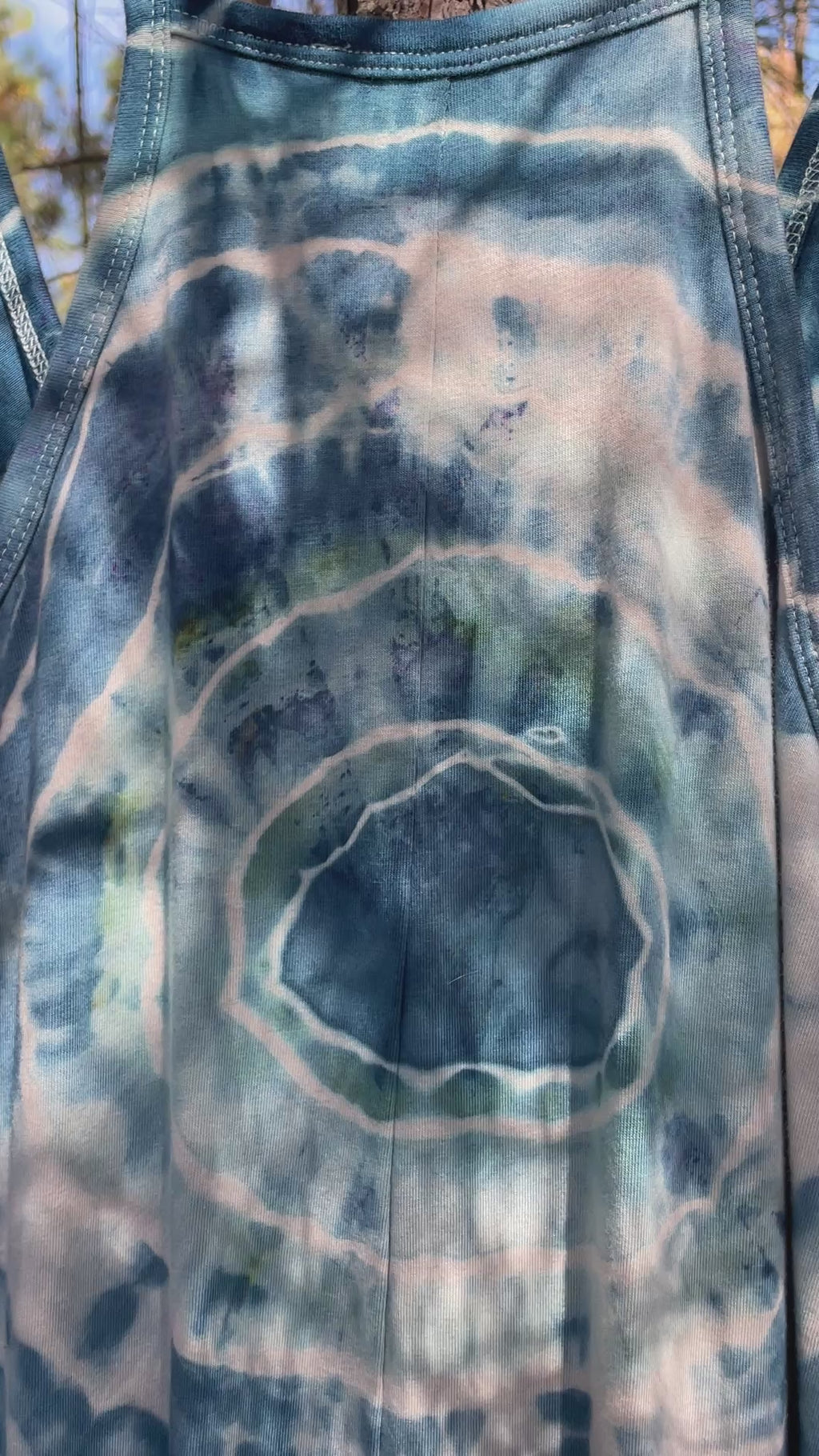 Blue Waves Tie Dye Jumpsuit | Women's Size Large/XL | Blue and White Geode Jumper