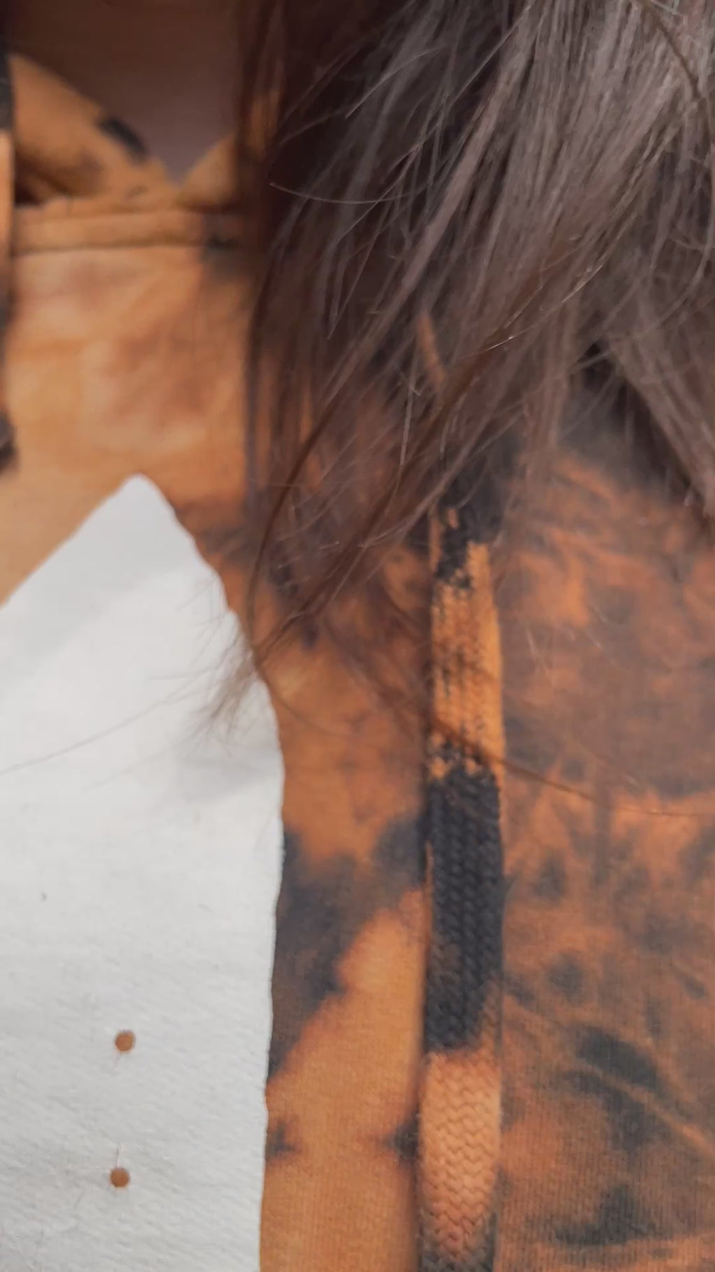 XL Men's The Impaler Snowboard Mag Bleach Dye Long Sleeve Pullover Hoodie | One-Of-a-Kind Upcycled Black and Orange Sweatshirt