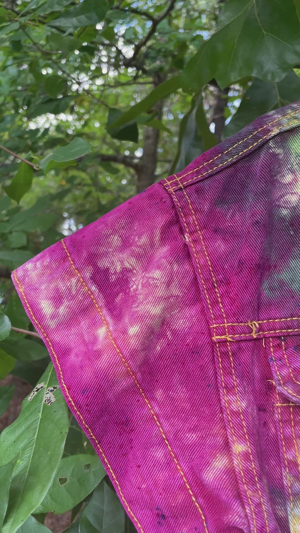 SMALL Women's Handmade Tie Dye Jumpsuit (WITH POCKETS) | One-of-a-Kind Yellow and Green Denim Coveralls