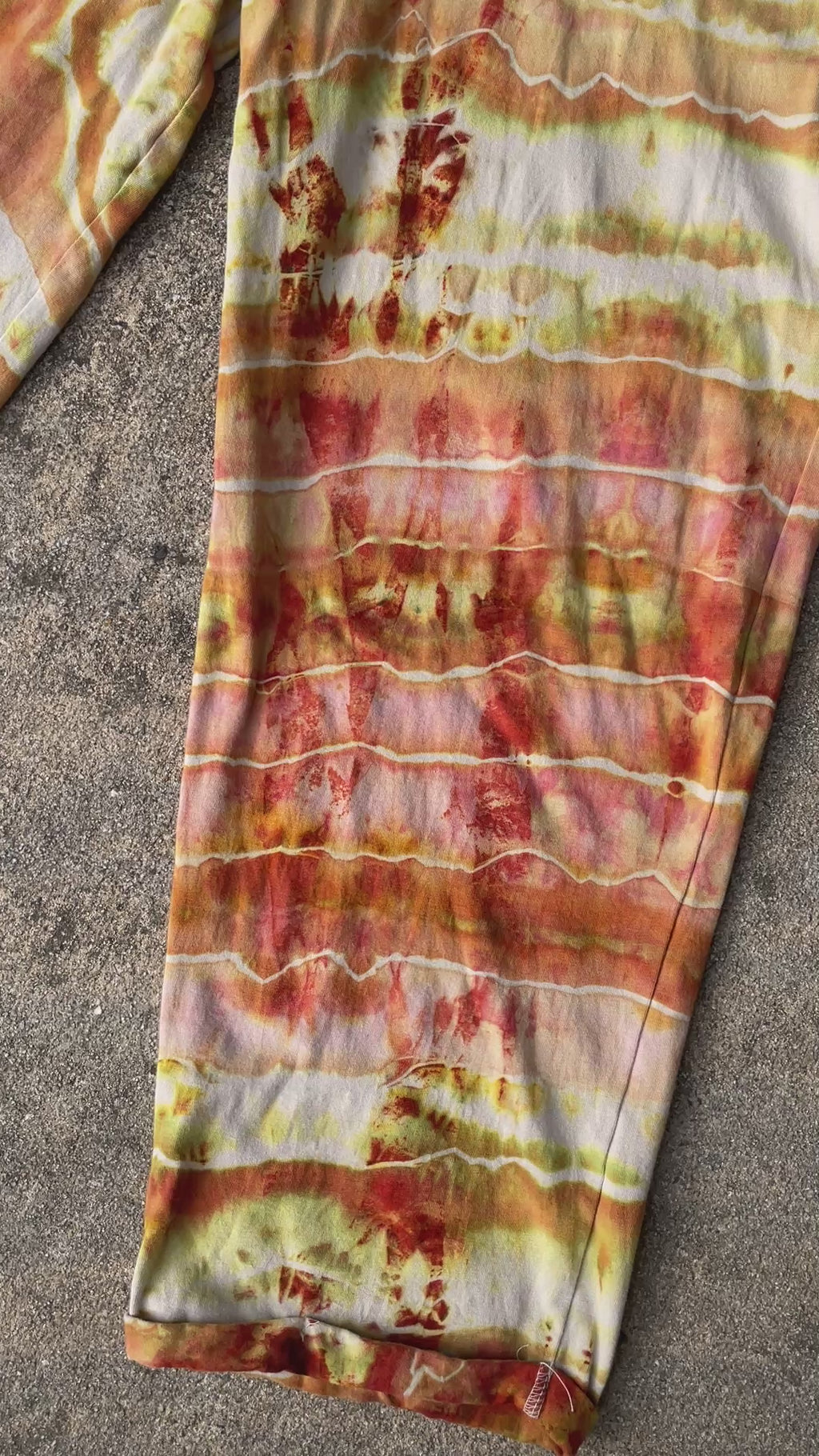 Desert Sun Tie Dye Jumpsuit | Women's Size Large/XL | Red, Orange, Yellow Geode Jumper