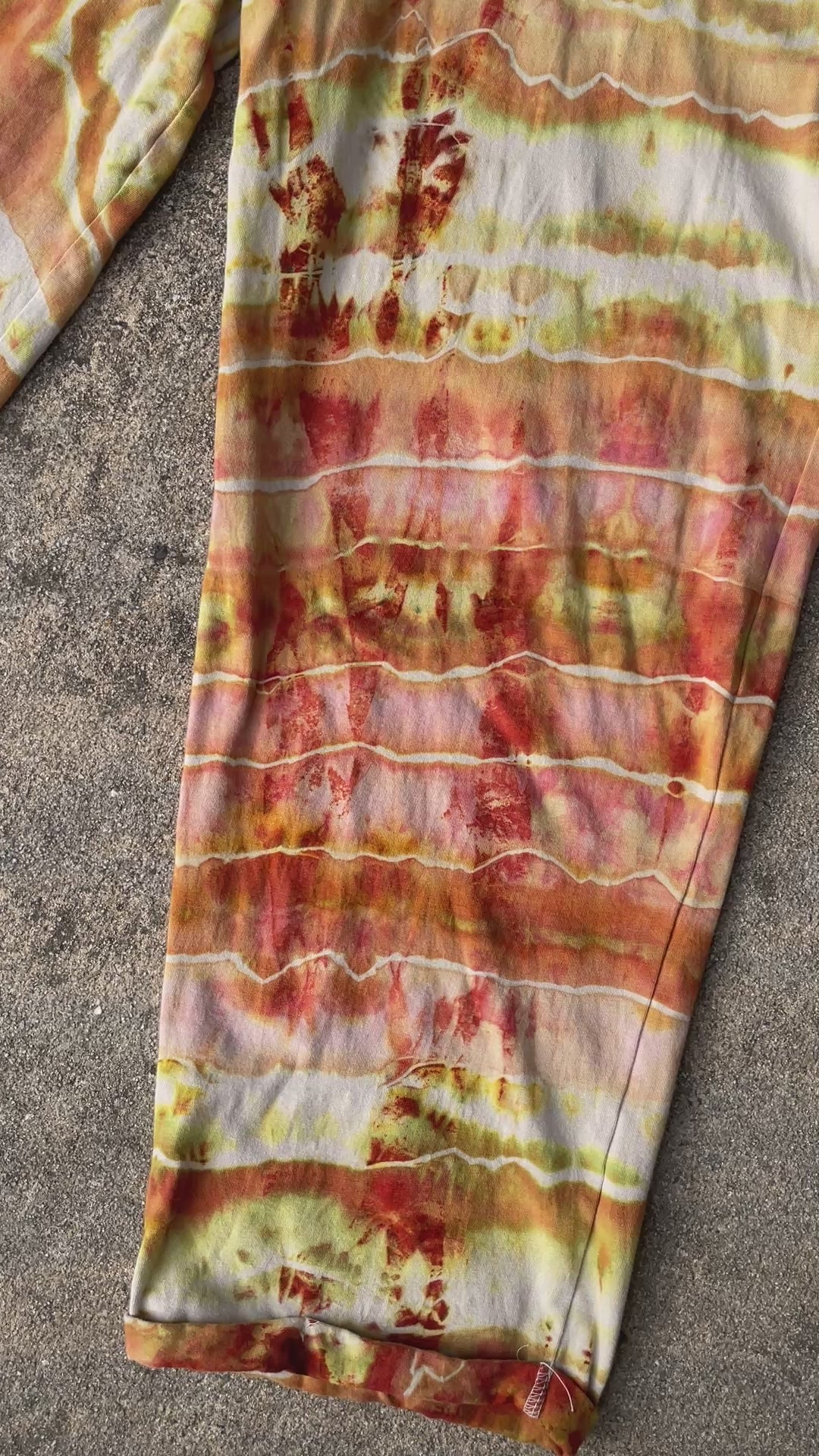 Desert Sun Tie Dye Jumpsuit | Women's Size Large/XL | Red, Orange, Yellow Geode Jumper