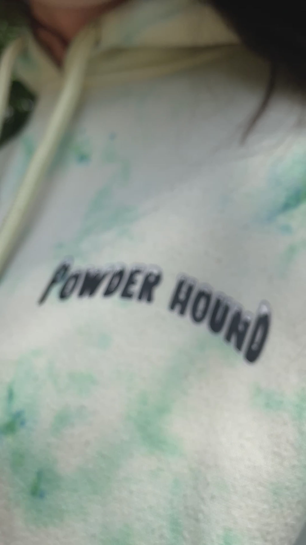 Medium Men's Powder Hound Tie Dye Long Sleeve Pullover Hoodie | One-Of-a-Kind Upcycled White and Green Sweatshirt