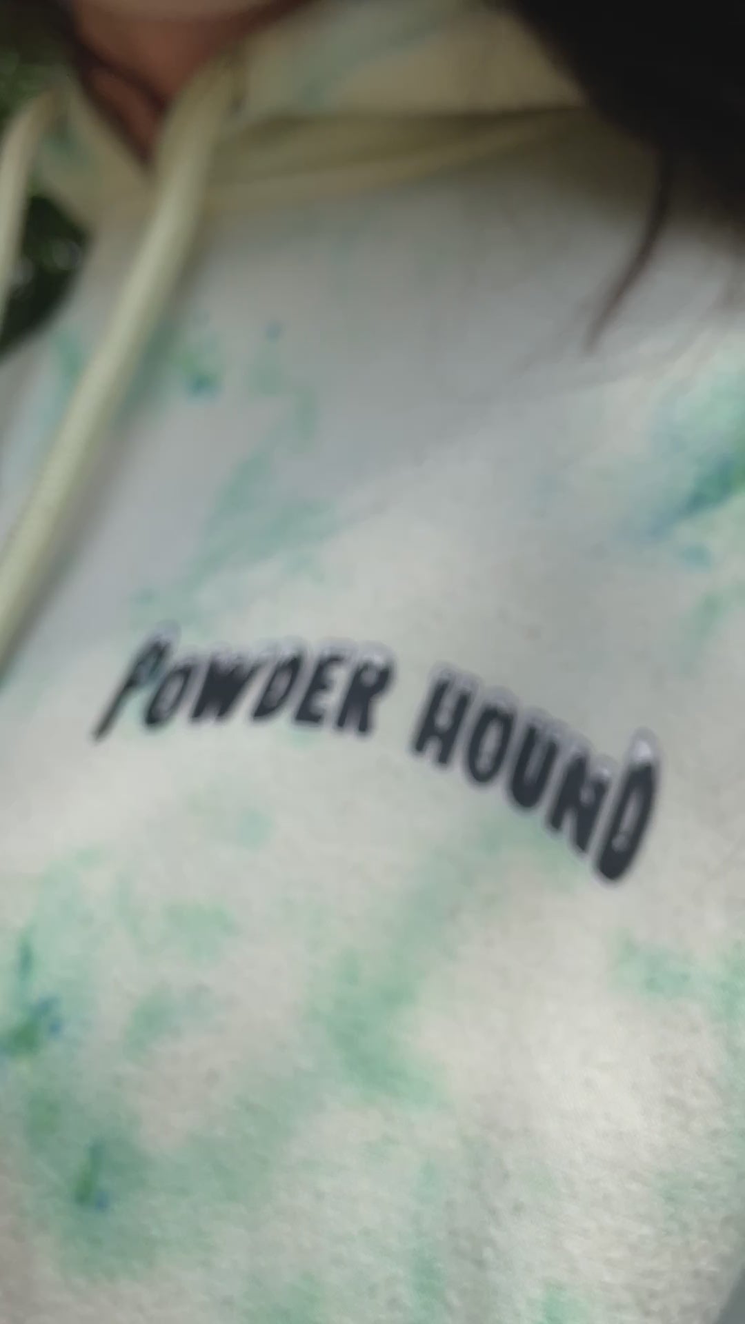 Medium Men's Powder Hound Tie Dye Long Sleeve Pullover Hoodie | One-Of-a-Kind Upcycled White and Green Sweatshirt