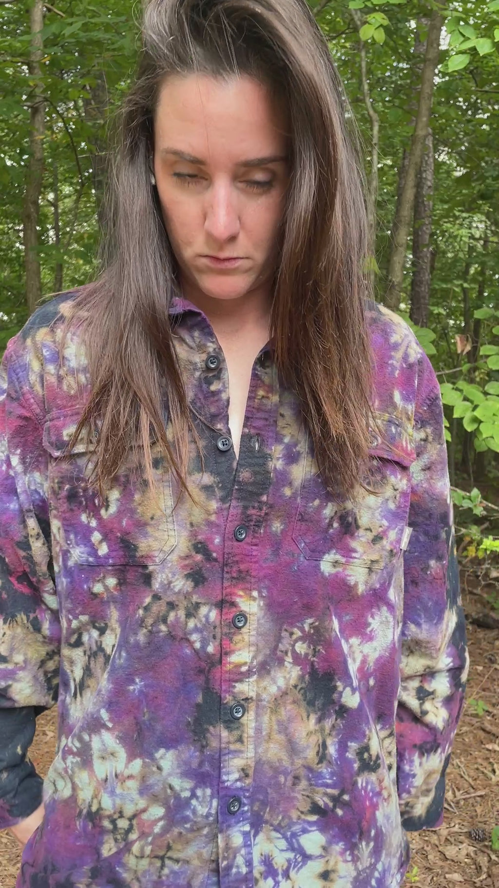 Eddie Bauer Handmade Pink and Purple Bleach Dye Flannel Shirt | Men's Medium