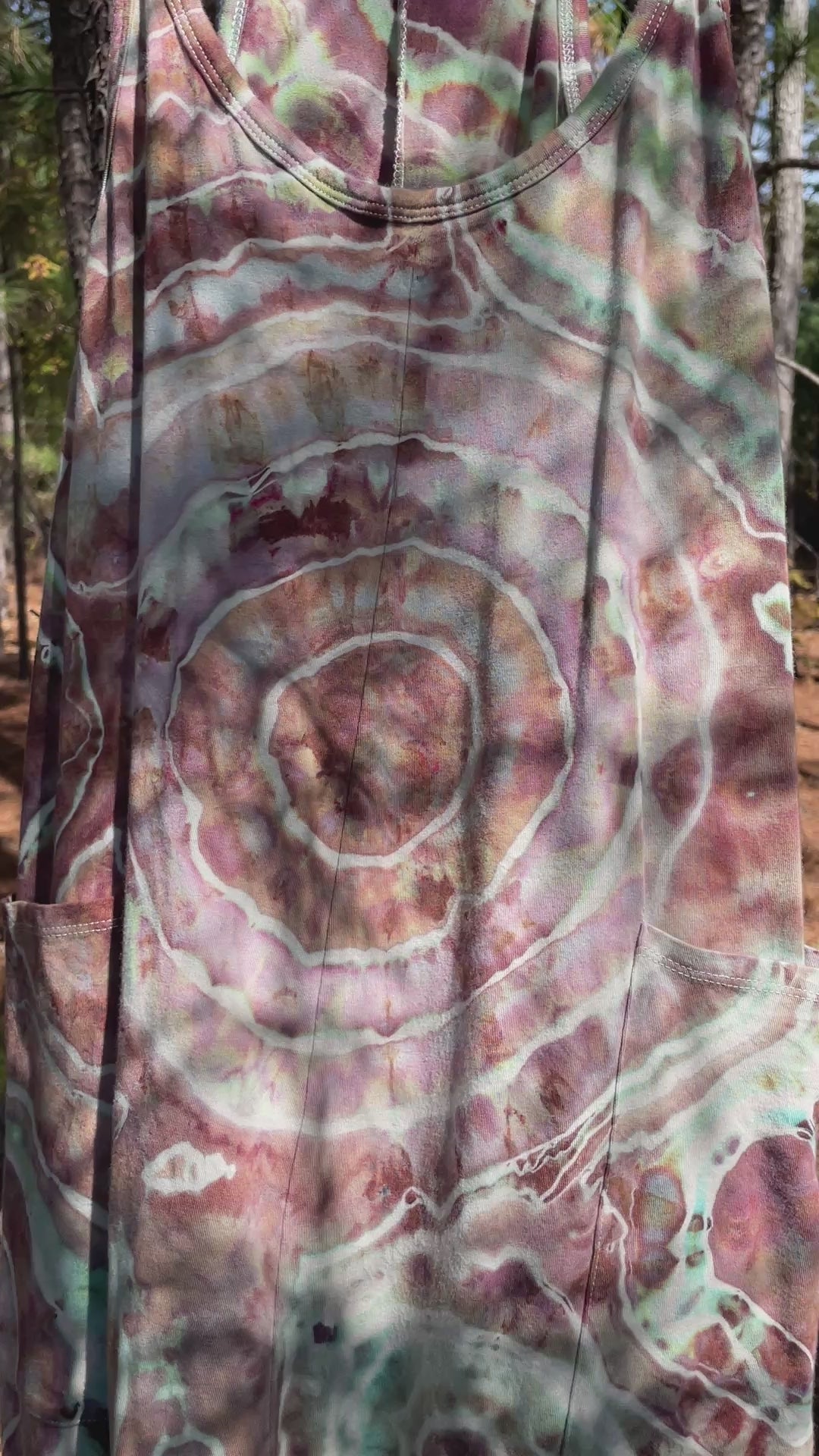 Mellow Mushroom Tie Dye Jumpsuit | Women's Size Small/Medium | Pink and Blue Geode Jumper