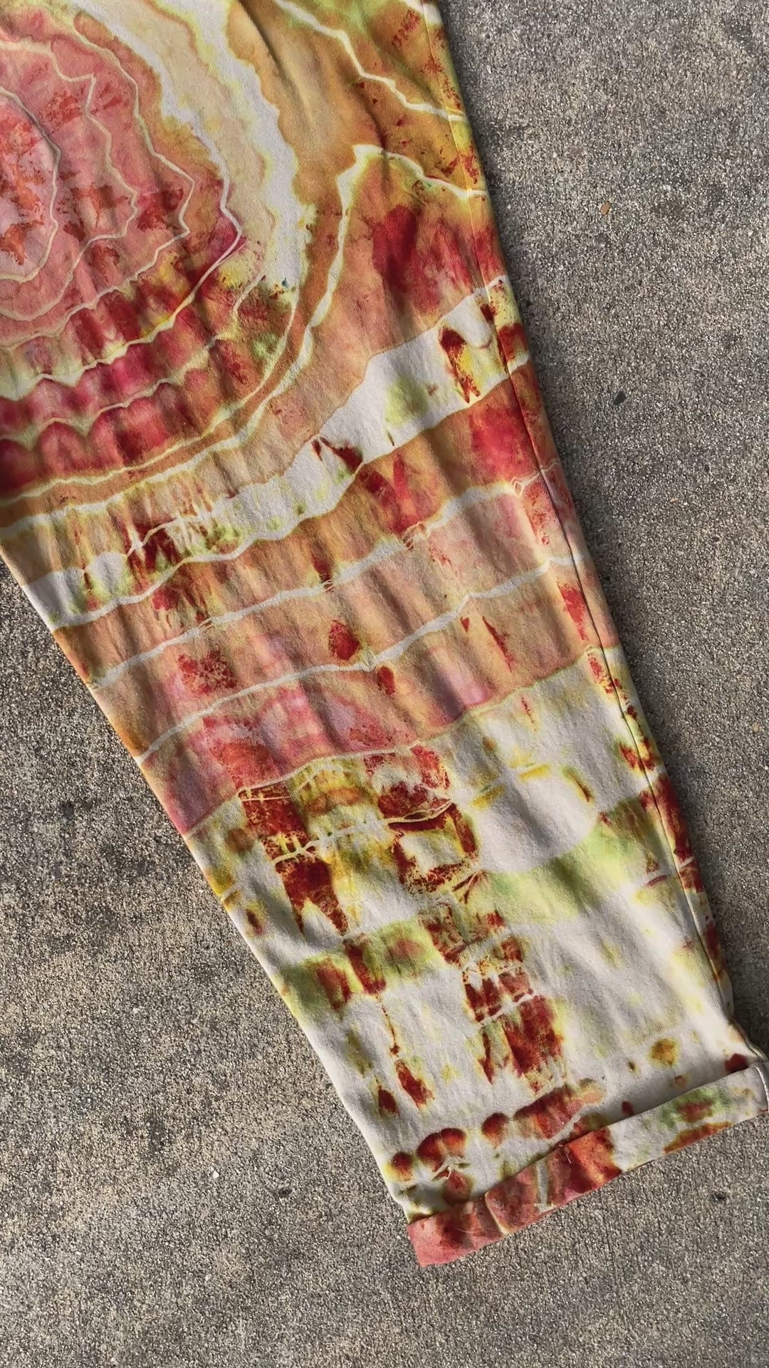 Desert Sun Tie Dye Jumpsuit | Women's Size Large/XL | Red, Orange, Yellow Geode Jumper