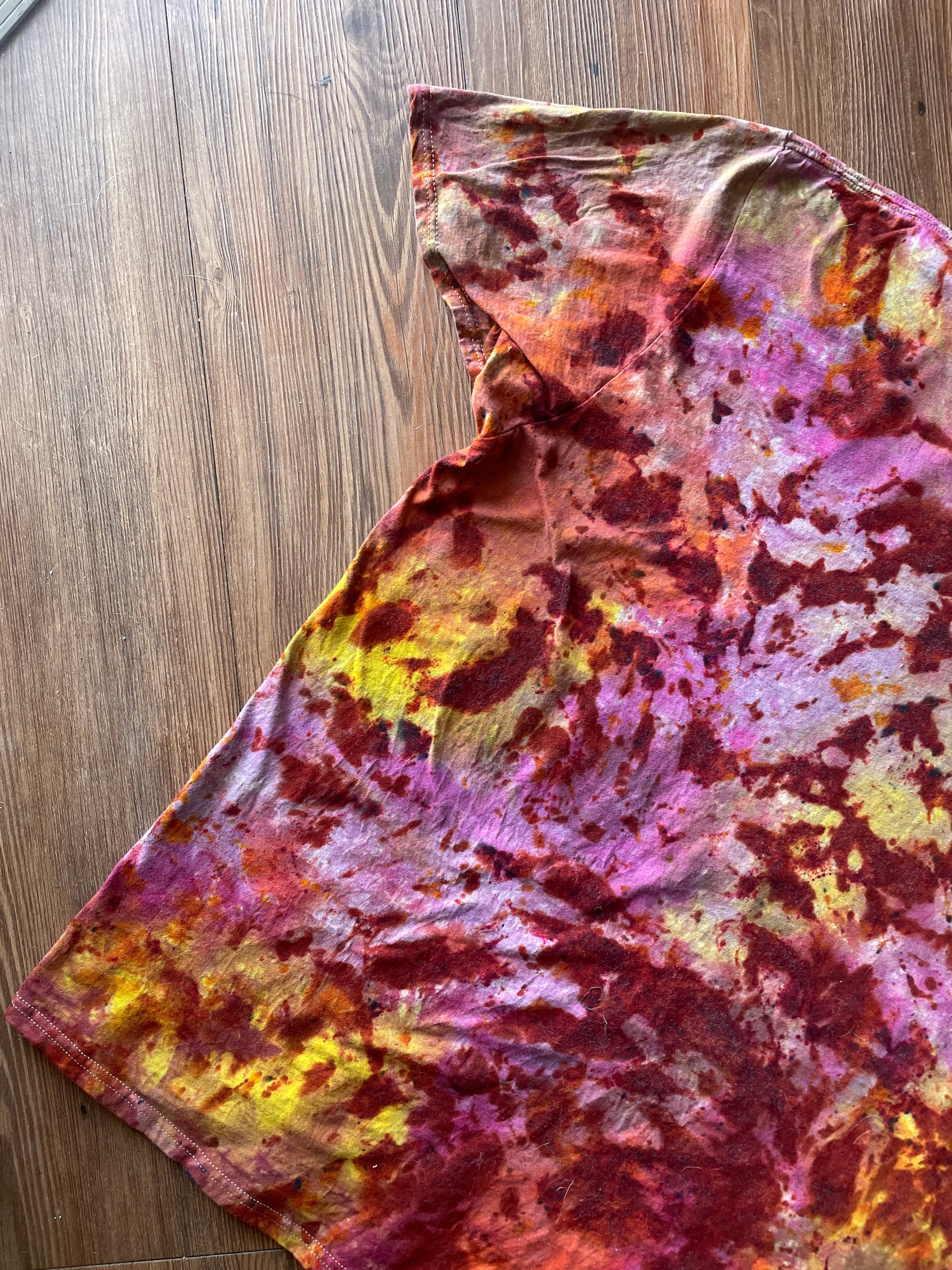 3XL Men’s Earth Tones “Lava Dyed” Handmade Tie Dye T-Shirt | Yellow Orange and Pink Tie Dye Short Sleeve