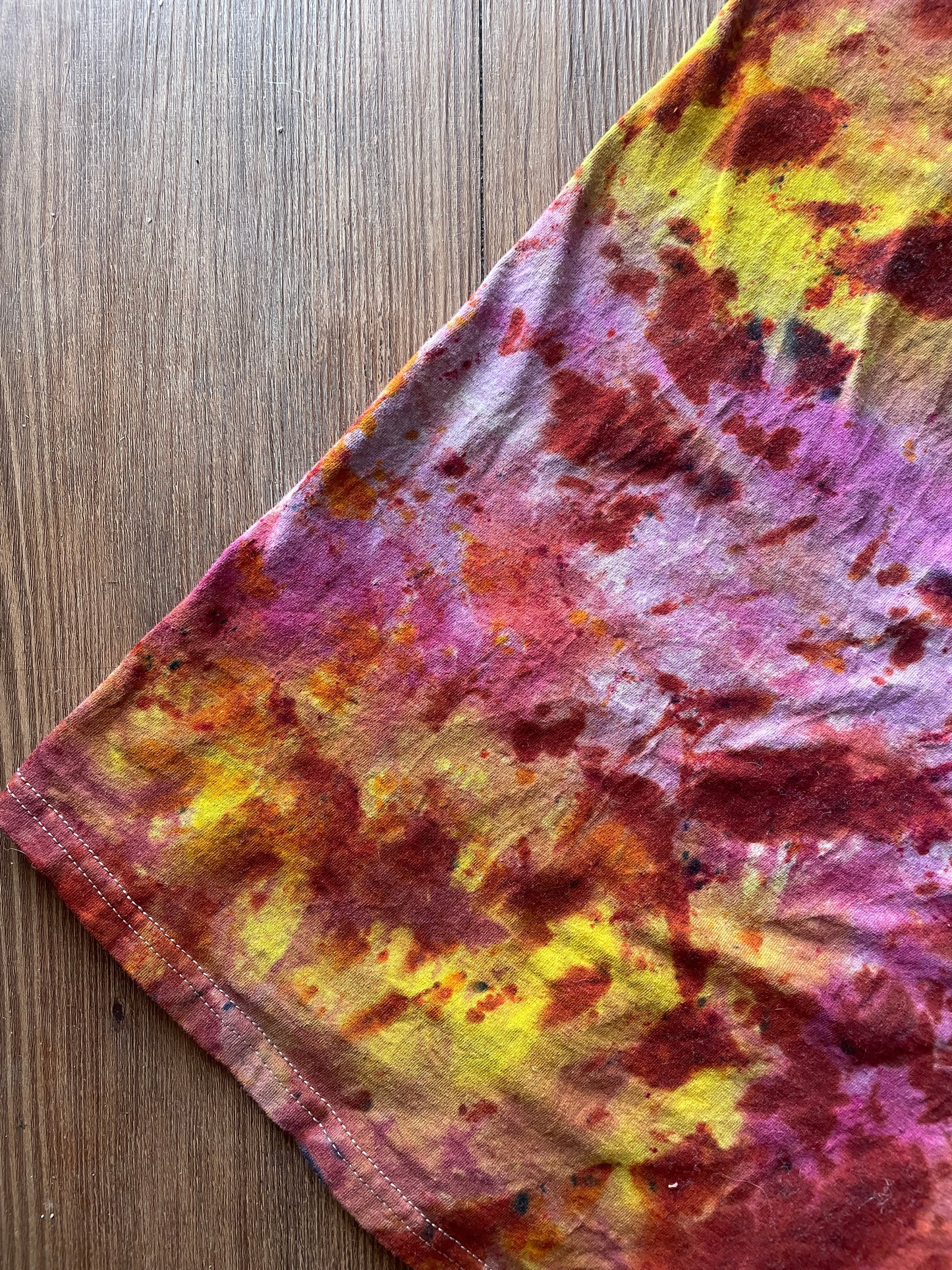 3XL Men’s Earth Tones “Lava Dyed” Handmade Tie Dye T-Shirt | Yellow Orange and Pink Tie Dye Short Sleeve