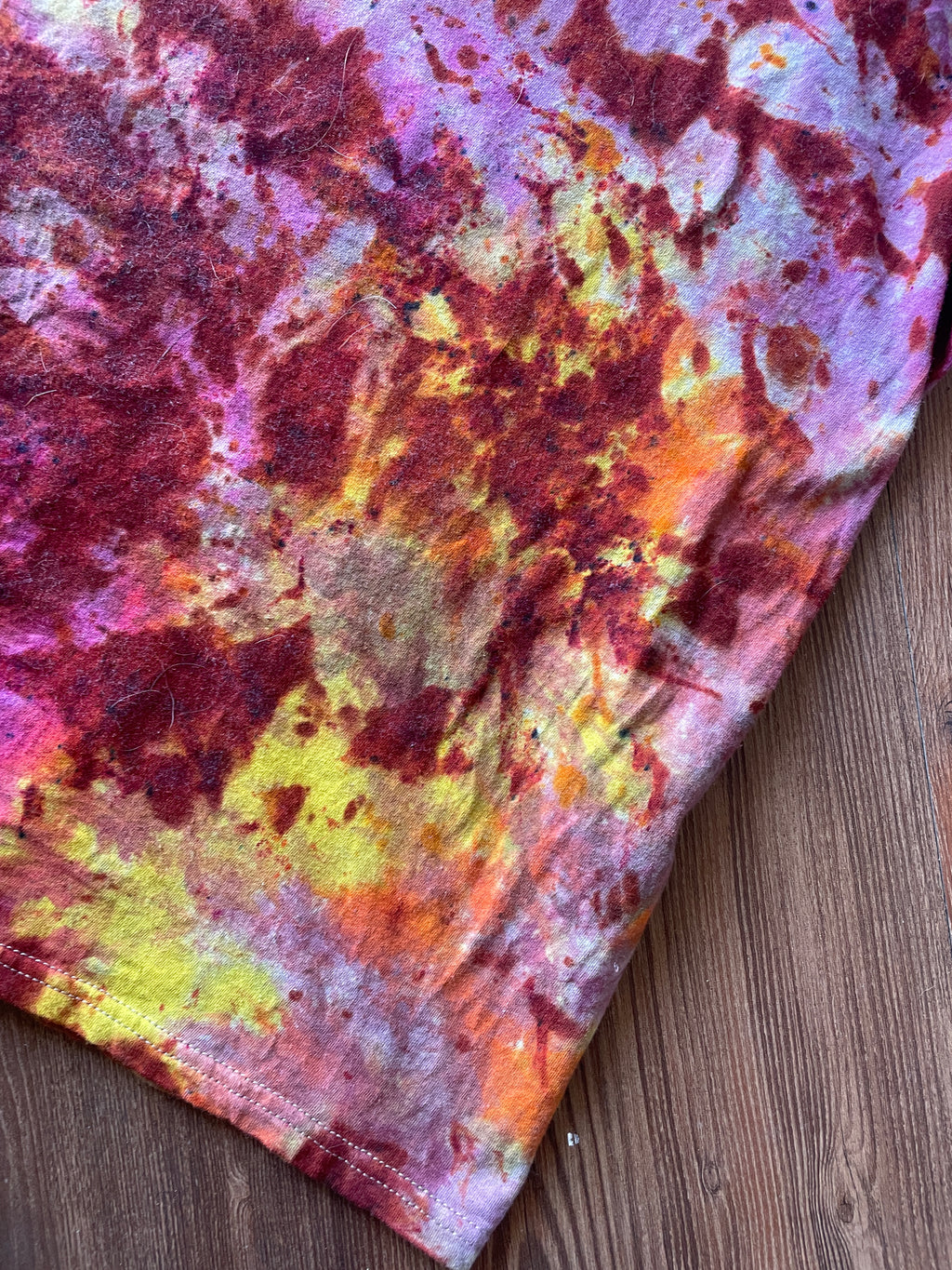 3XL Men’s Earth Tones “Lava Dyed” Handmade Tie Dye T-Shirt | Yellow Orange and Pink Tie Dye Short Sleeve
