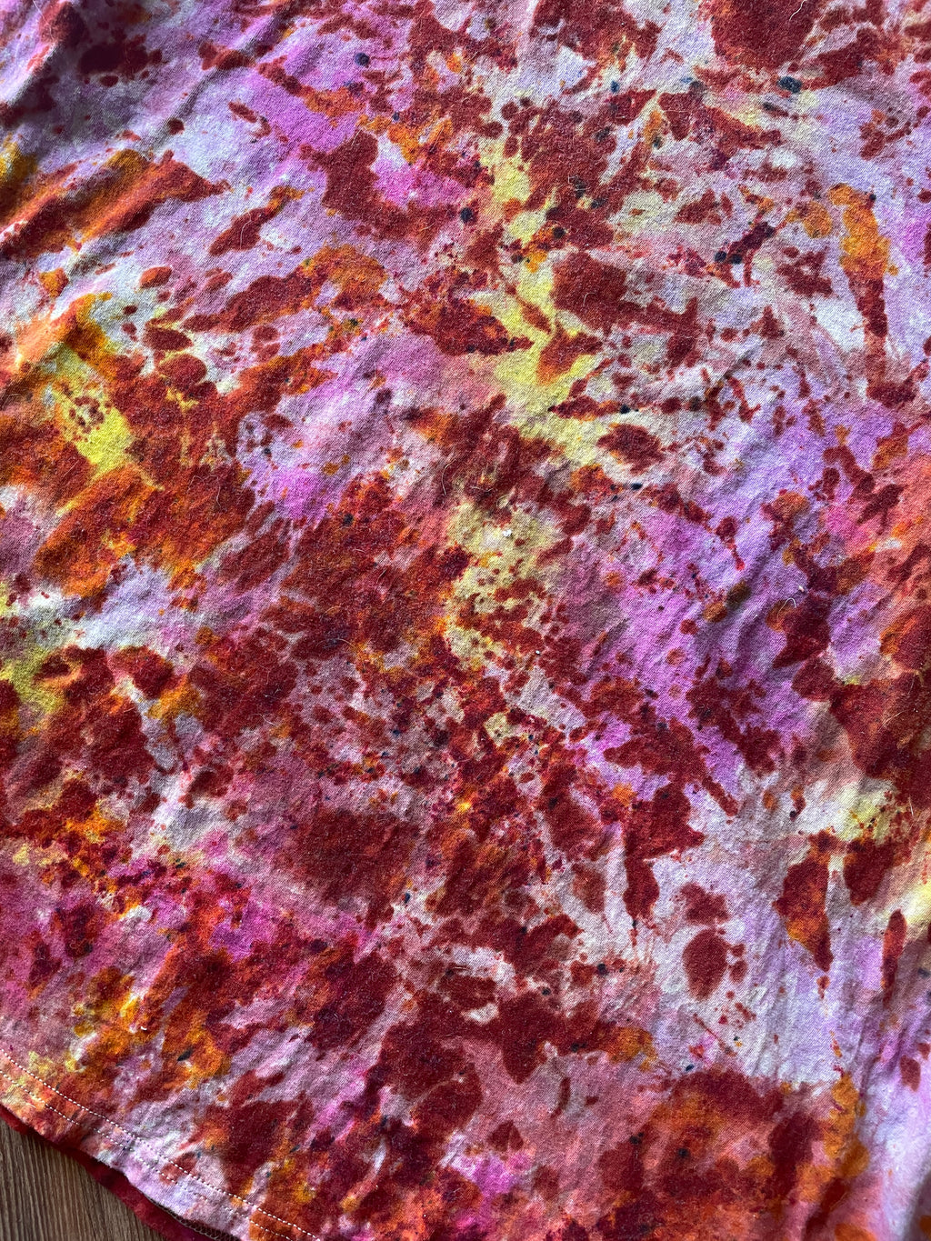 3XL Men’s Earth Tones “Lava Dyed” Handmade Tie Dye T-Shirt | Yellow Orange and Pink Tie Dye Short Sleeve