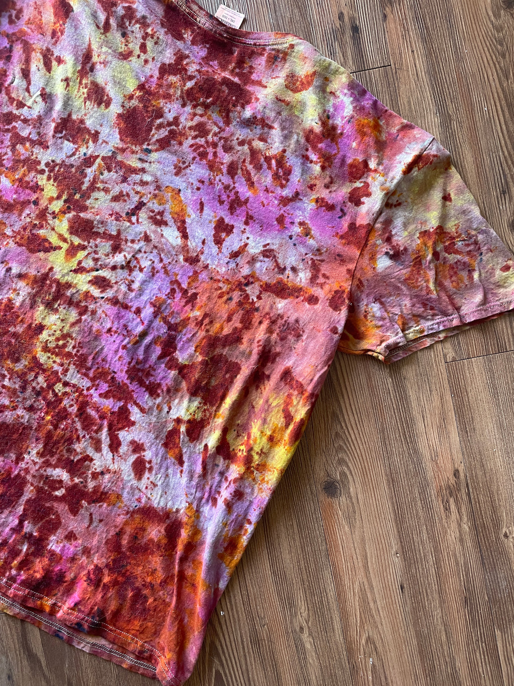 3XL Men’s Earth Tones “Lava Dyed” Handmade Tie Dye T-Shirt | Yellow Orange and Pink Tie Dye Short Sleeve