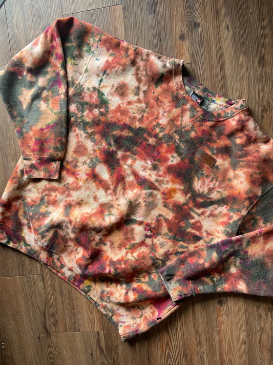 2XL Men’s Park City Utah Green and Brown Crumpled Handmade Tie Dye Sweatshirt