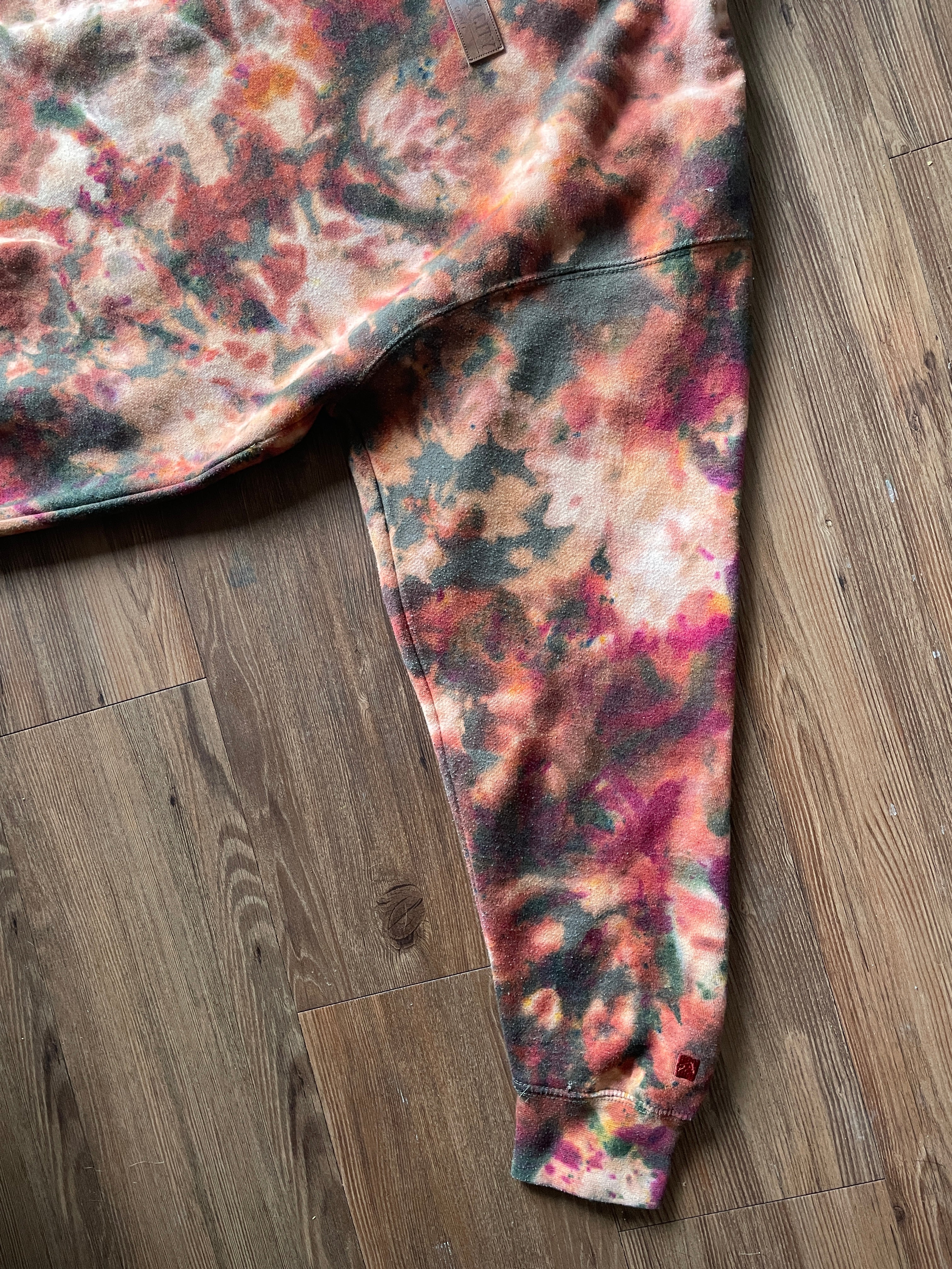 2XL Men’s Park City Utah Green and Brown Crumpled Handmade Tie Dye Sweatshirt