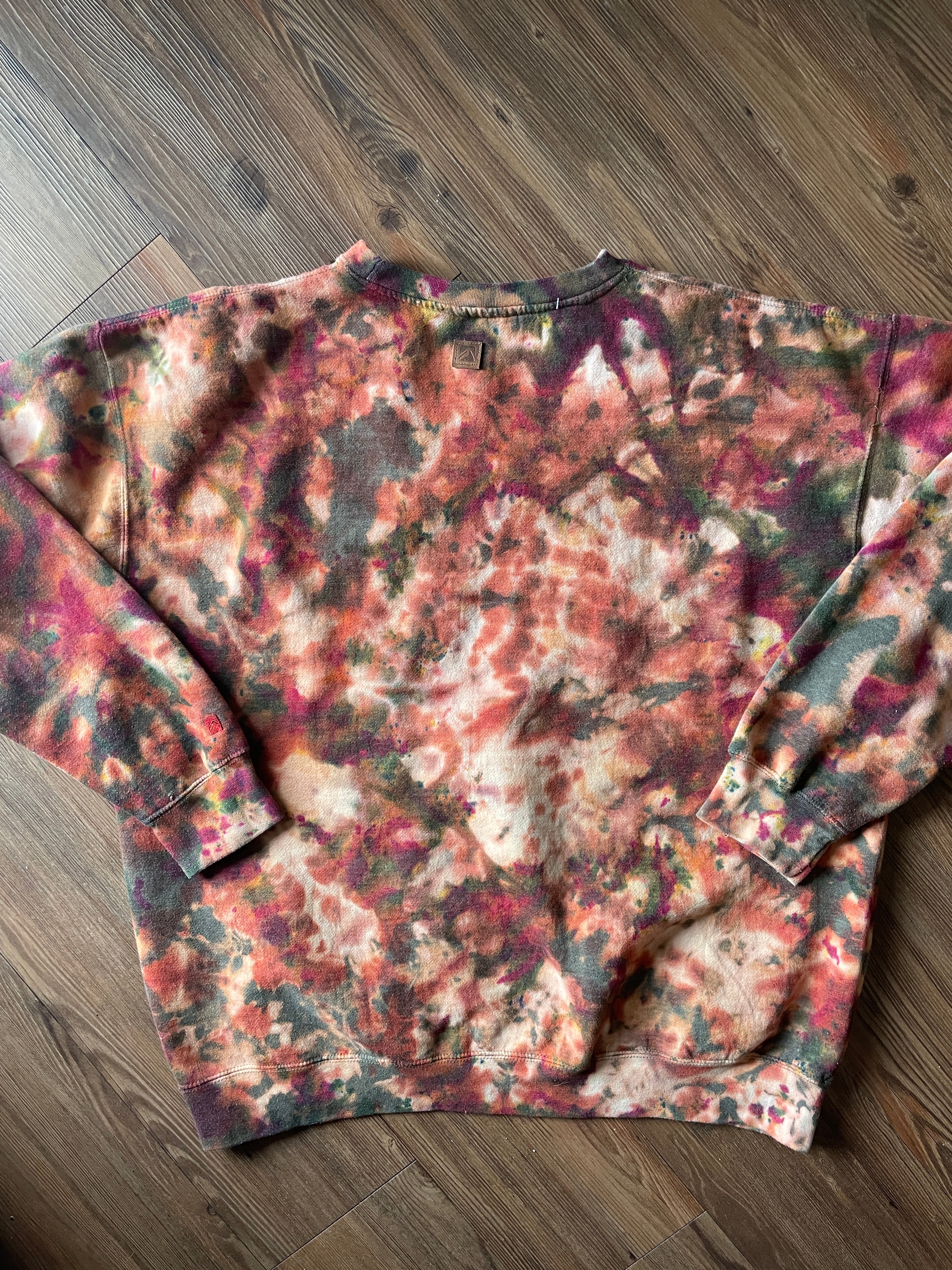 2XL Men’s Park City Utah Green and Brown Crumpled Handmade Tie Dye Sweatshirt